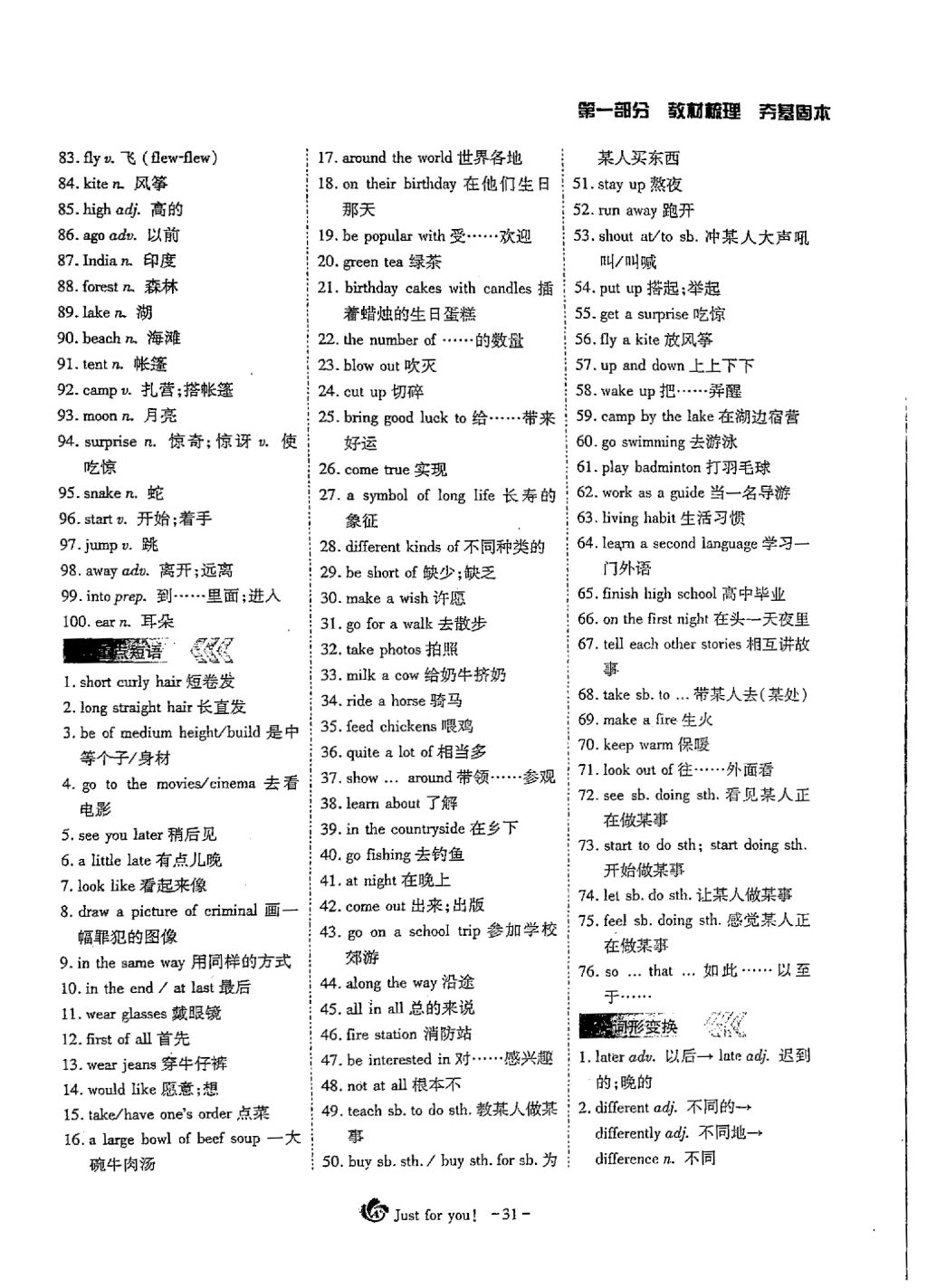 2018年蓉城优课堂给力A加九年级英语中考复习 第一部分第31页