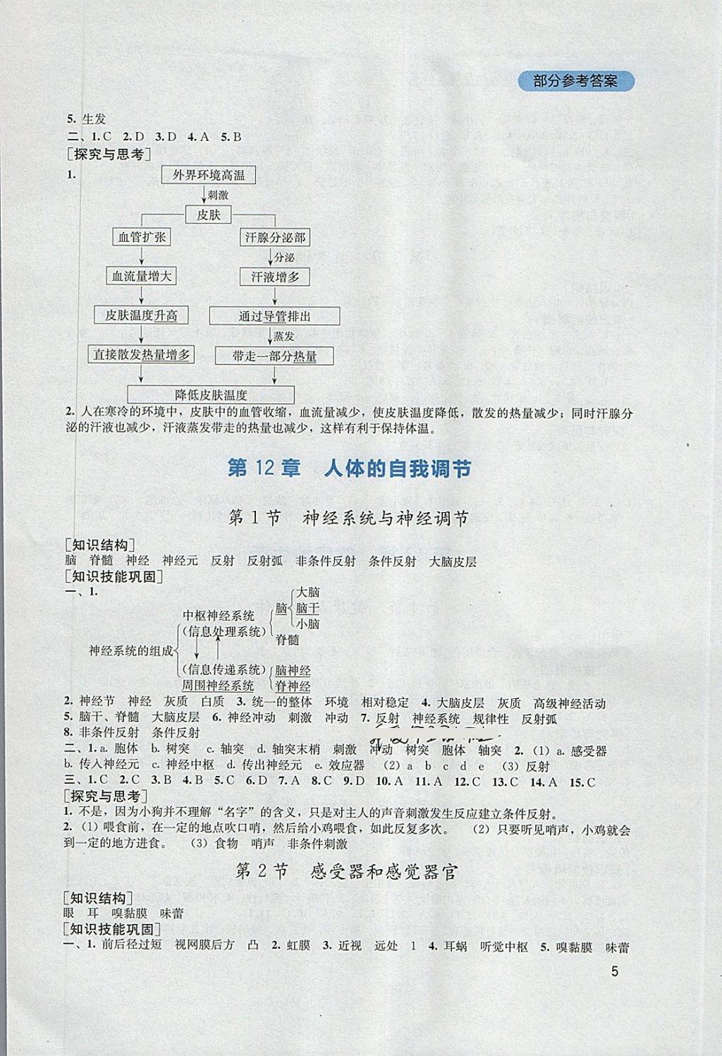 2018年新课程实践与探究丛书七年级生物下册北师大版 参考答案第5页