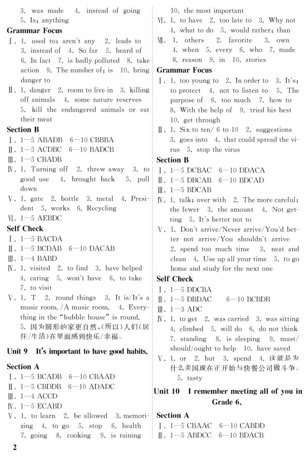 2018年英語配套練習(xí)冊(cè)九年級(jí)下冊(cè)五四制山東教育出版社 參考答案第2頁