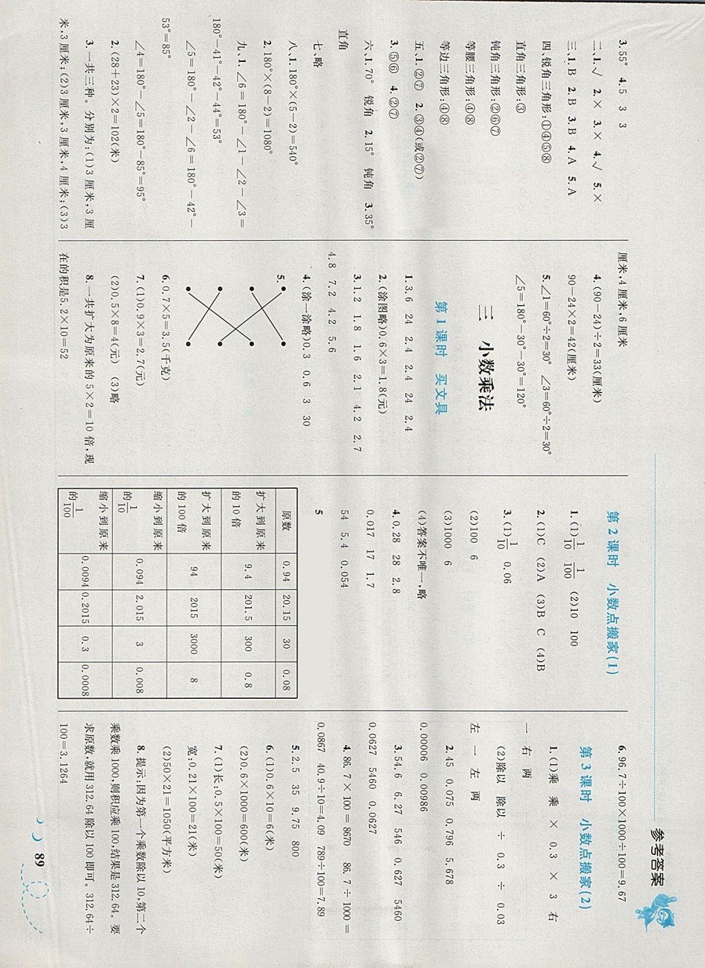 2018年小学同步学考优化设计小超人作业本四年级数学下册北师大版 参考答案第5页