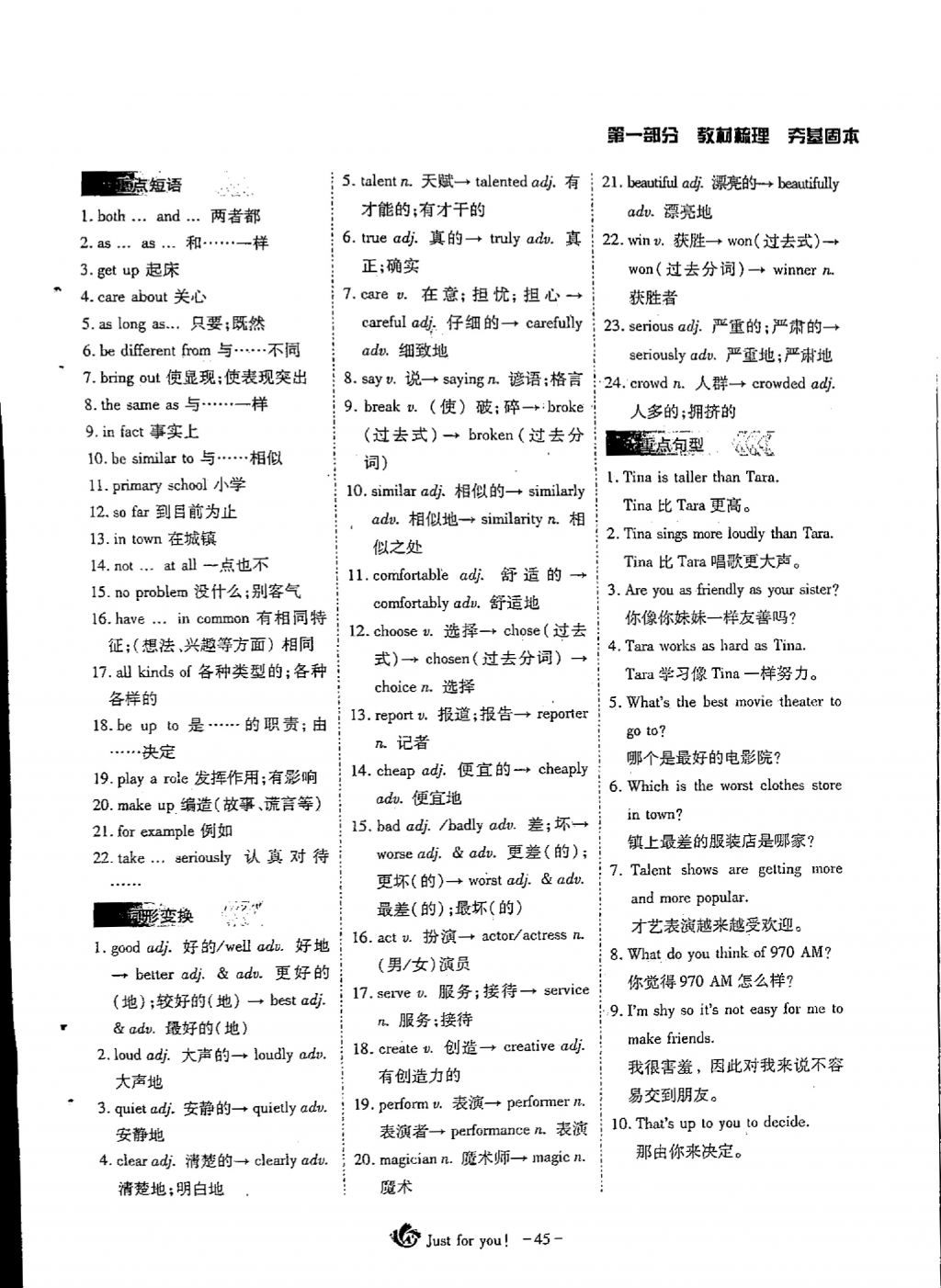 2018年蓉城优课堂给力A加九年级英语中考复习 第一部分第45页