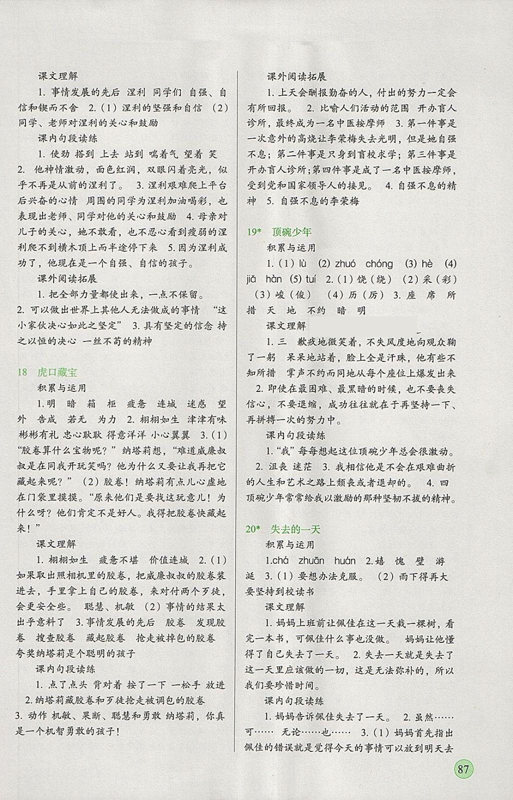 2018年新課標(biāo)兩導(dǎo)兩練高效學(xué)案五年級語文下冊語文S版 參考答案第5頁