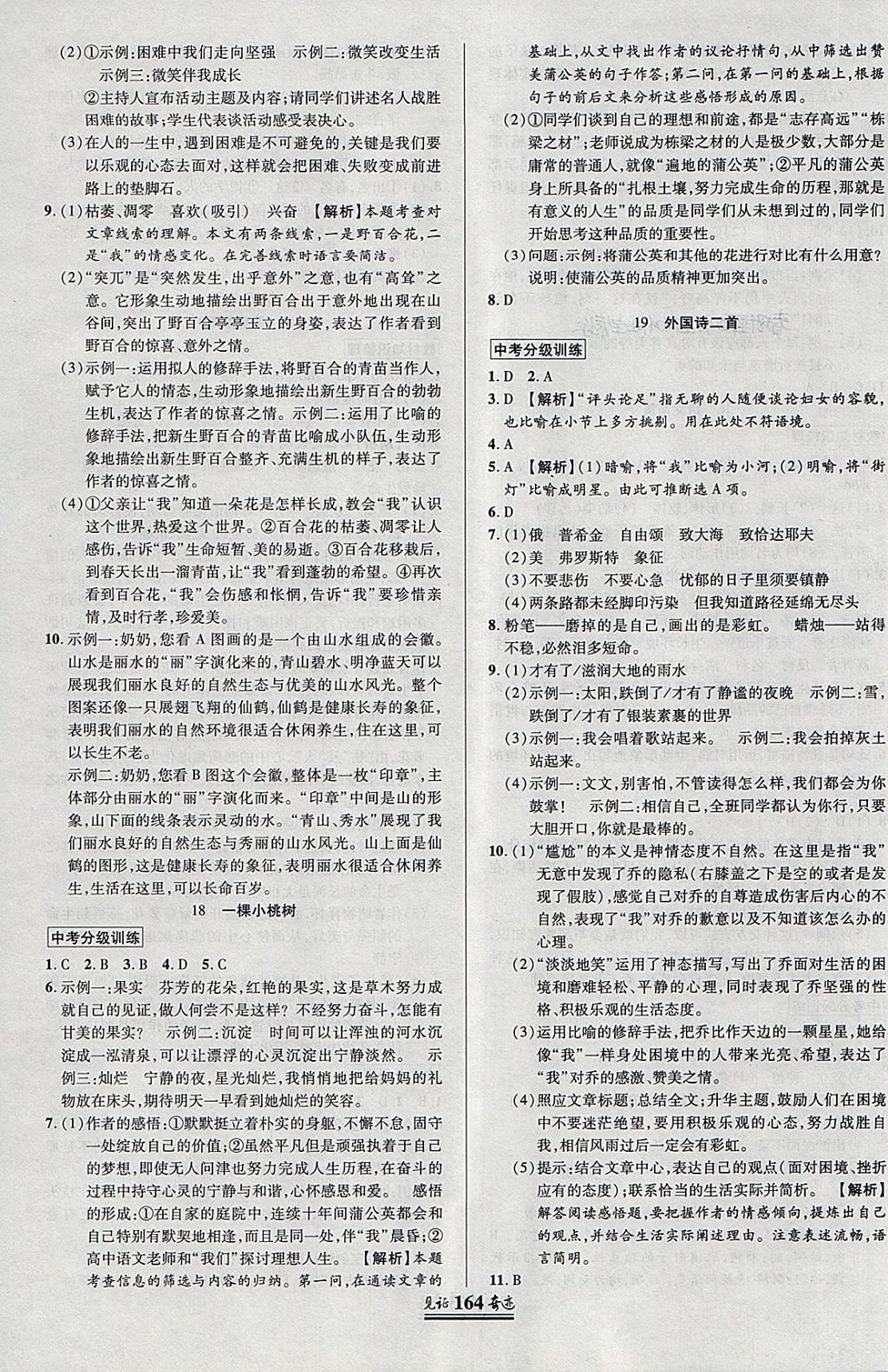 2018年見證奇跡英才學(xué)業(yè)設(shè)計與反饋七年級語文下冊 參考答案第11頁