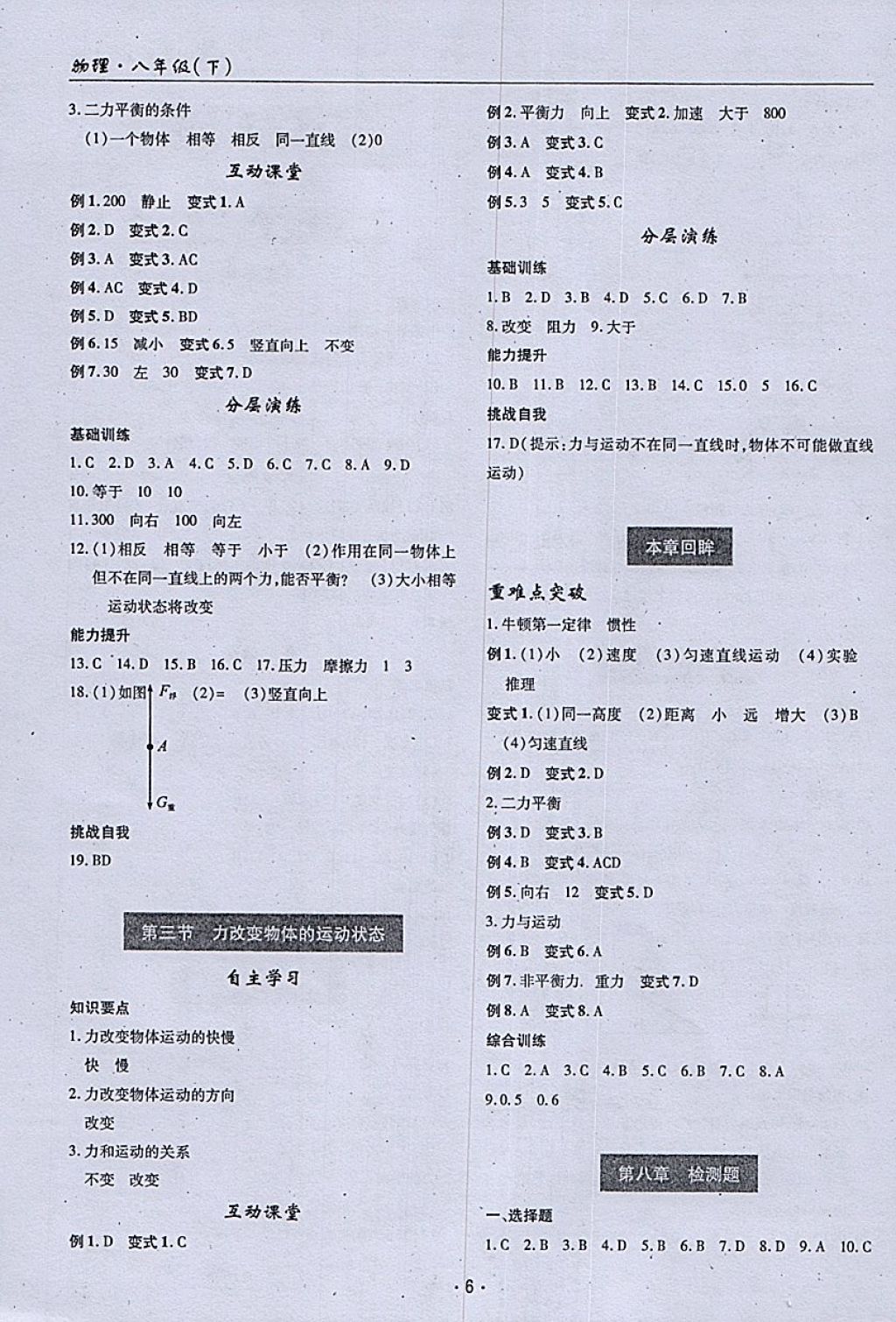 2018年理科愛(ài)好者八年級(jí)物理下冊(cè)第24期 參考答案第5頁(yè)