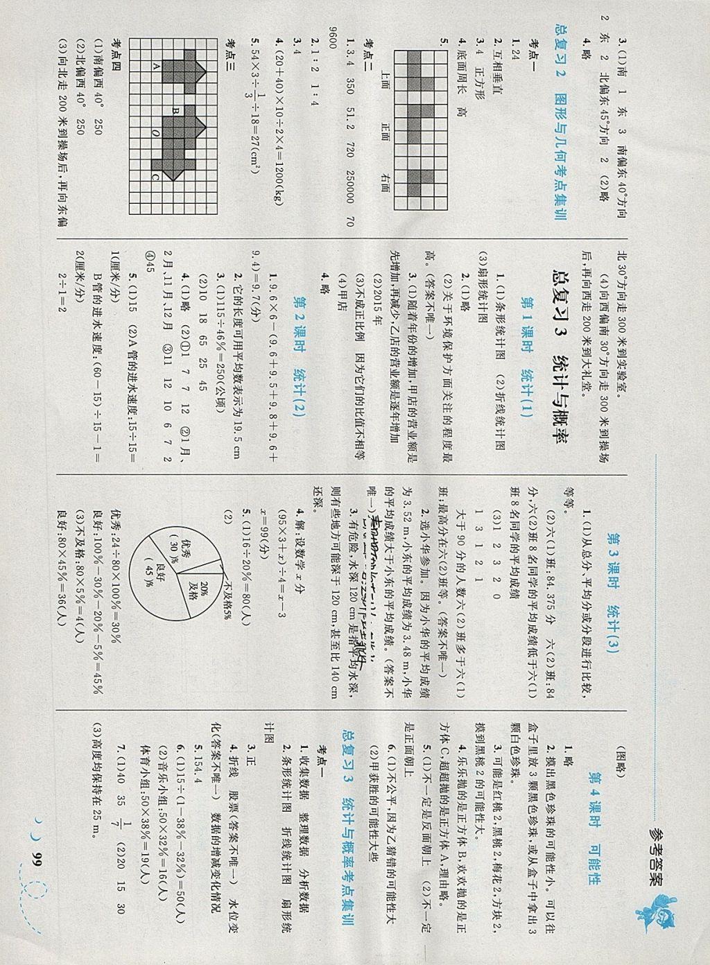 2018年小学同步学考优化设计小超人作业本六年级数学下册北师大版 参考答案第11页