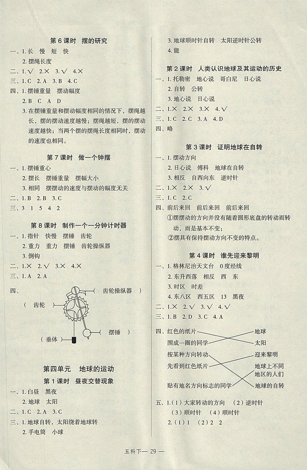 2018年名師面對(duì)面先學(xué)后練五年級(jí)科學(xué)下冊(cè)教科版 參考答案第5頁(yè)