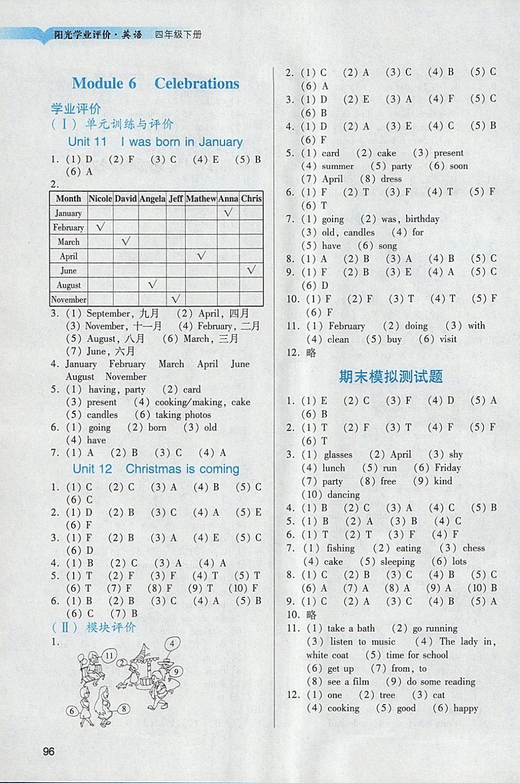 2018年陽光學業(yè)評價四年級英語下冊教科版 參考答案第6頁