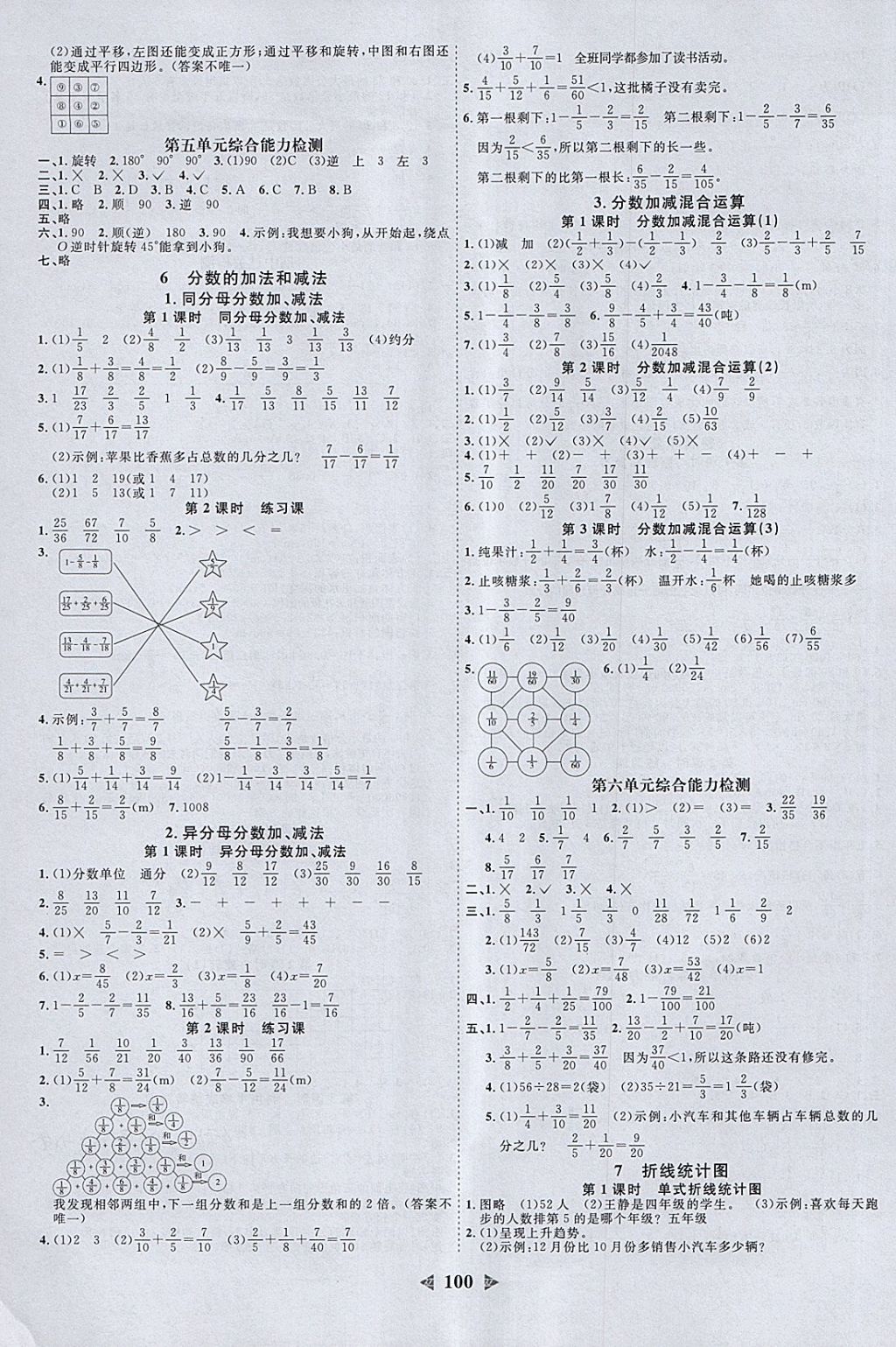 2018年陽光同學課時優(yōu)化作業(yè)五年級數(shù)學下冊人教版浙江專版 參考答案第6頁