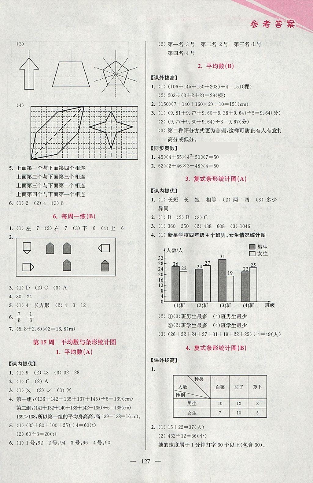 2018年小學(xué)數(shù)學(xué)從課本到奧數(shù)同步練四年級(jí)下冊(cè)人教版雙色版 參考答案第19頁(yè)