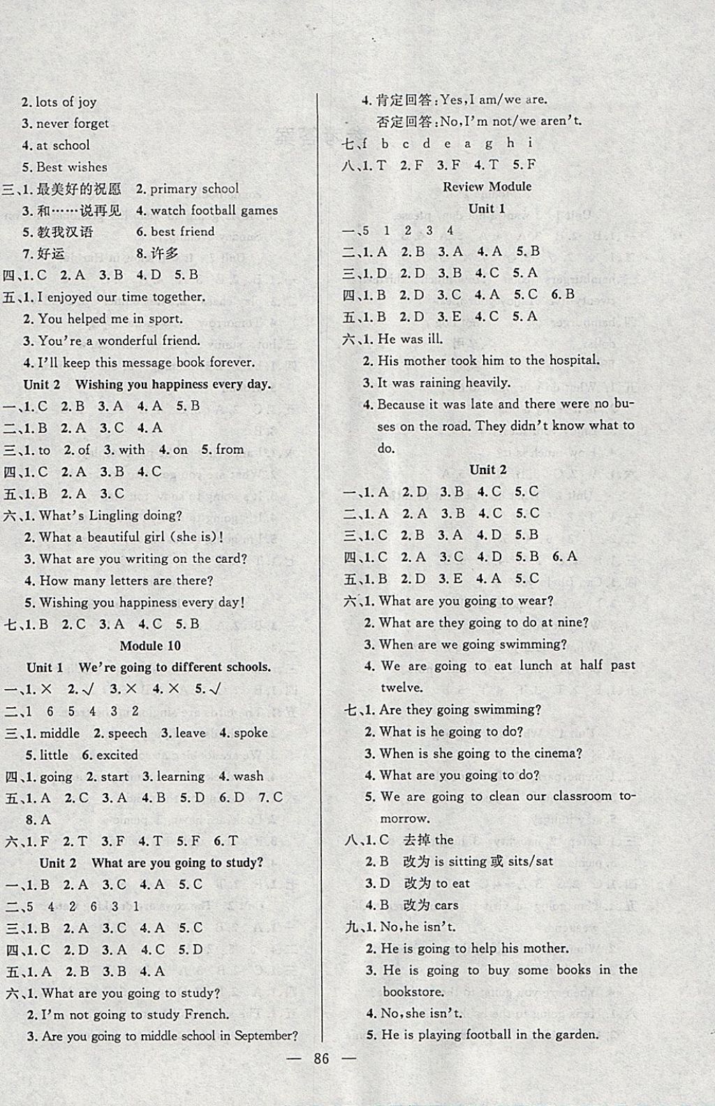 2018年百分學(xué)生作業(yè)本題練王六年級英語下冊外研版 參考答案第4頁