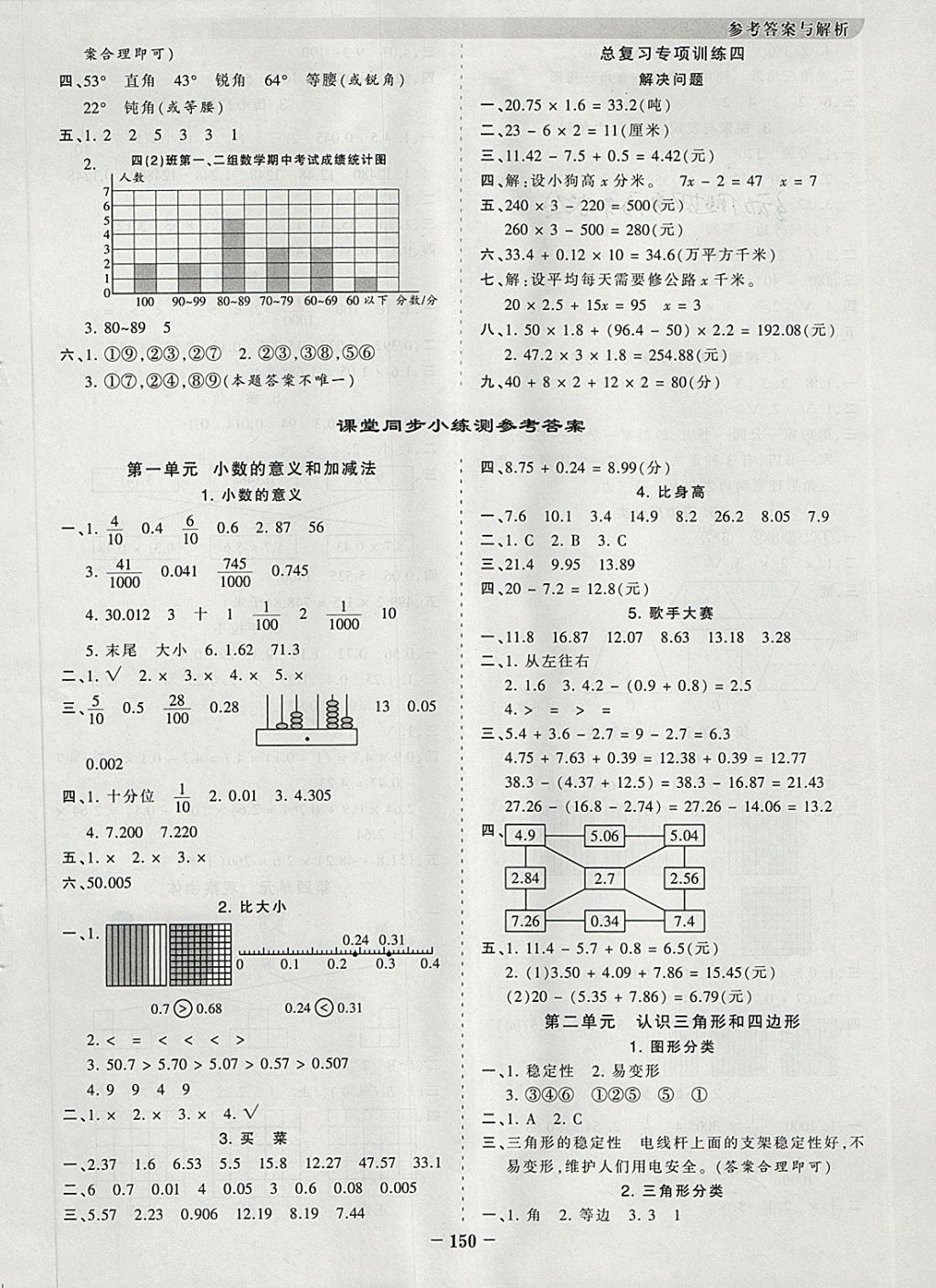 2018年王朝霞德才兼备作业创新设计四年级数学下册北师大版 参考答案第10页