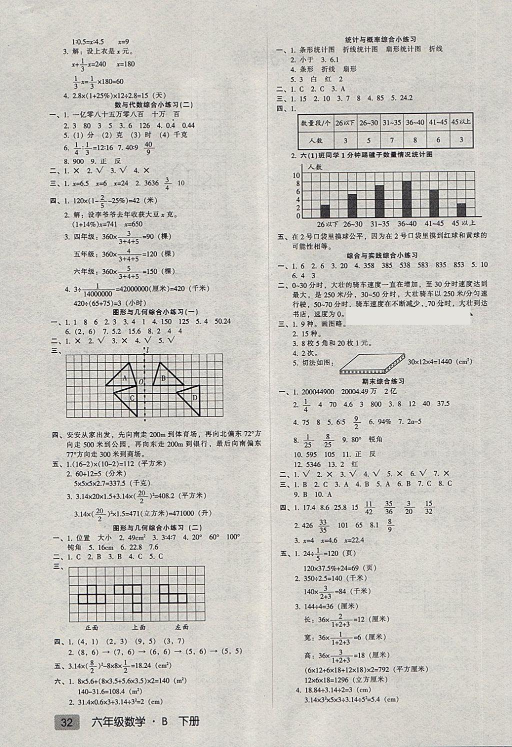 2018年第二課堂六年級數(shù)學(xué)下冊北師大版 綜合小練習(xí)答案第2頁