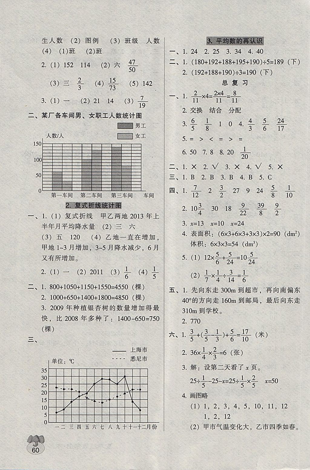 2018年統(tǒng)一作業(yè)本五年級數(shù)學(xué)下冊北師大版 參考答案第6頁