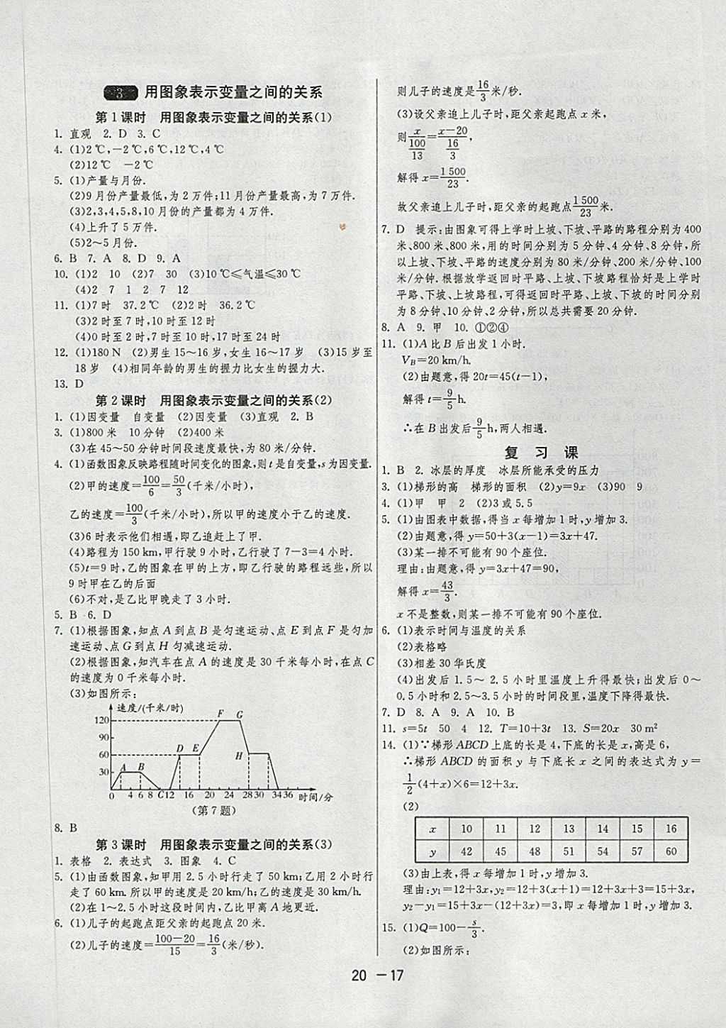 2018年1课3练单元达标测试六年级数学下册鲁教版五四制 参考答案第17页