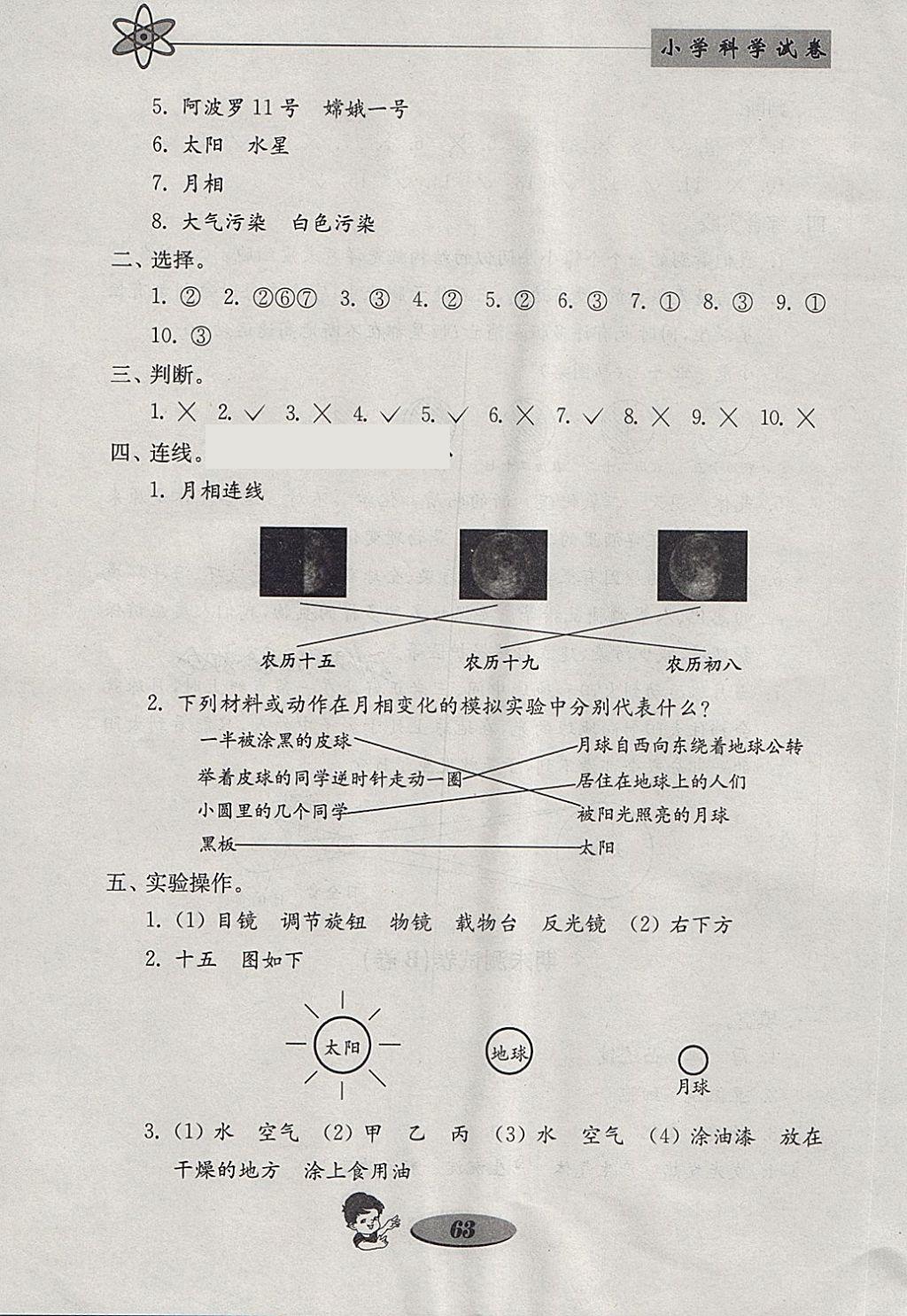 2018年金鑰匙小學(xué)科學(xué)試卷六年級(jí)下冊(cè)教科版 參考答案第15頁