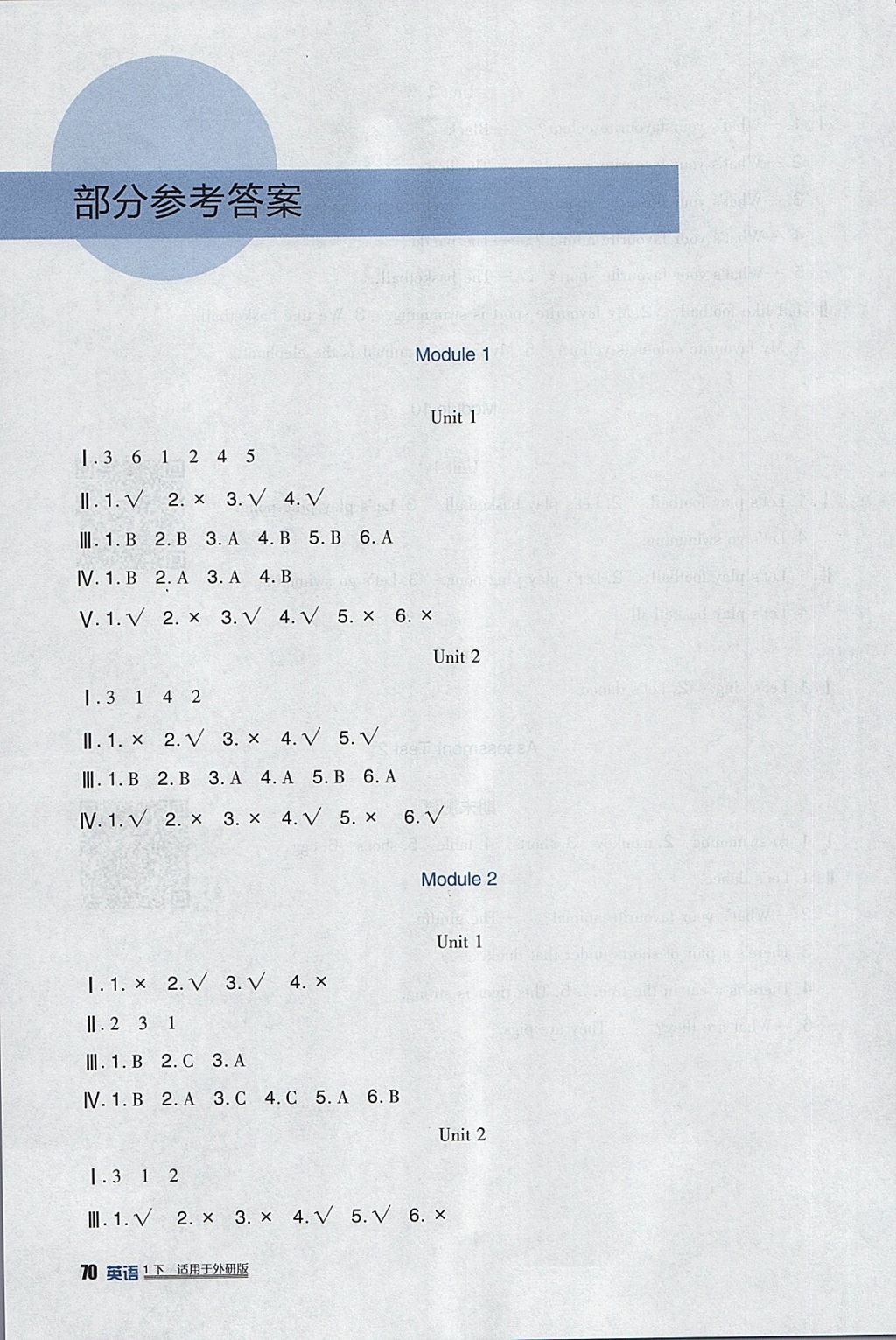 2018年小學(xué)生學(xué)習(xí)實(shí)踐園地一年級(jí)英語下冊(cè)外研版一起 參考答案第6頁