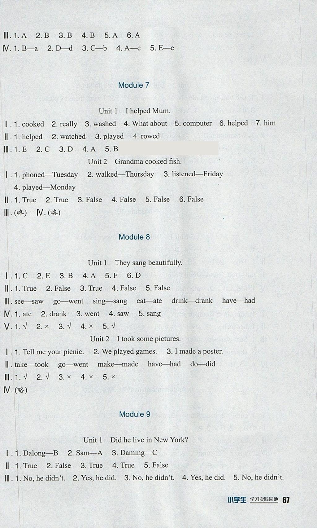 2018年小學生學習實踐園地四年級英語下冊外研版三起 參考答案第12頁