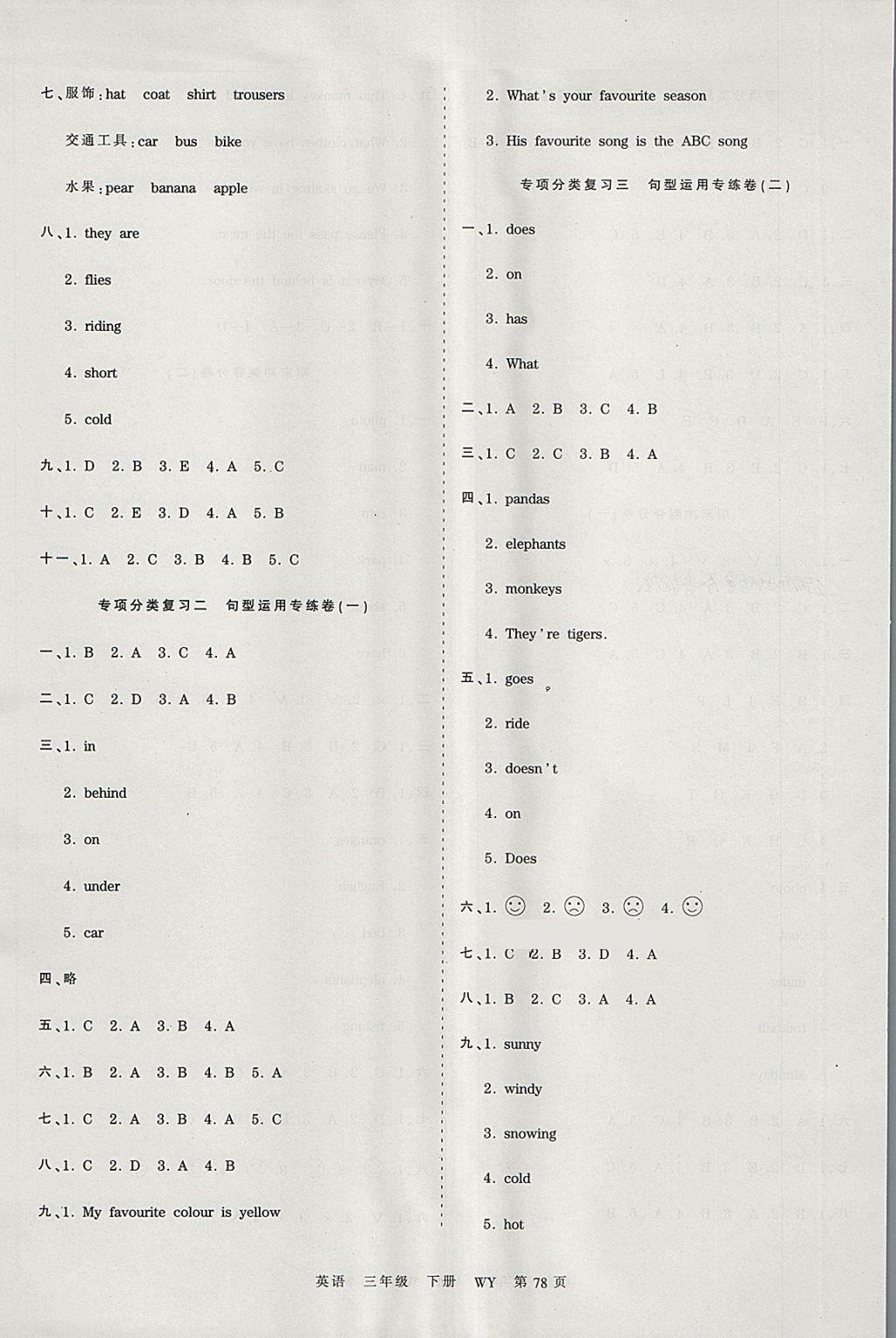 2018年王朝霞考點梳理時習(xí)卷三年級英語下冊外研版 參考答案第6頁