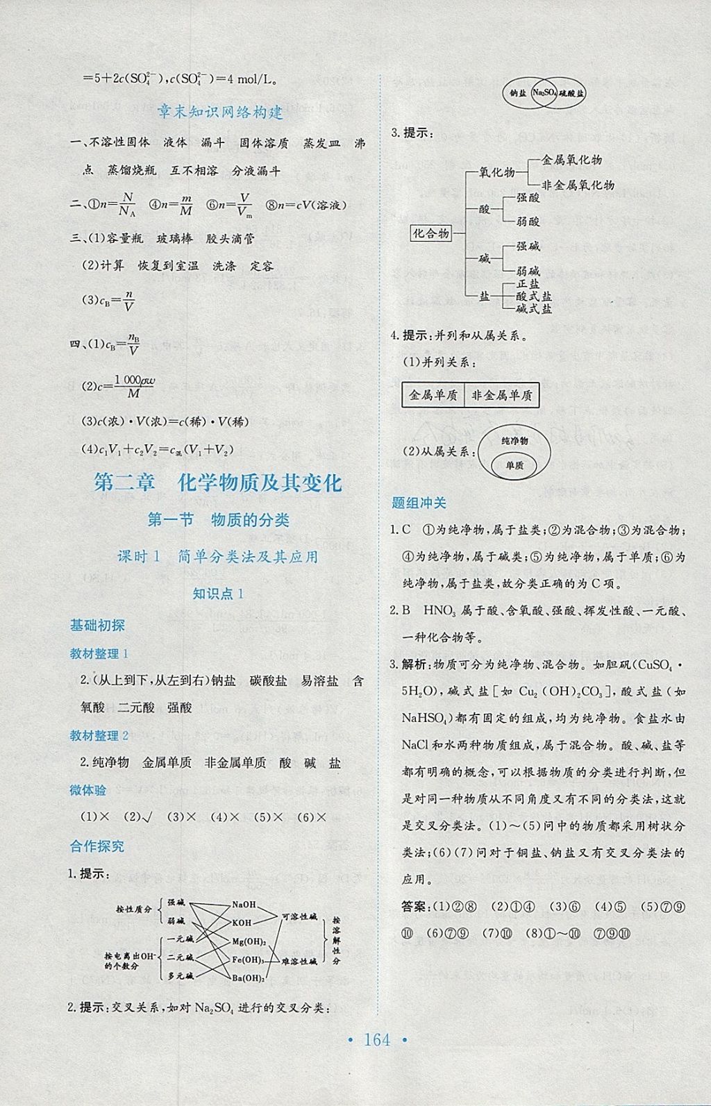 2018年新編高中同步作業(yè)化學必修1人教版 參考答案第8頁