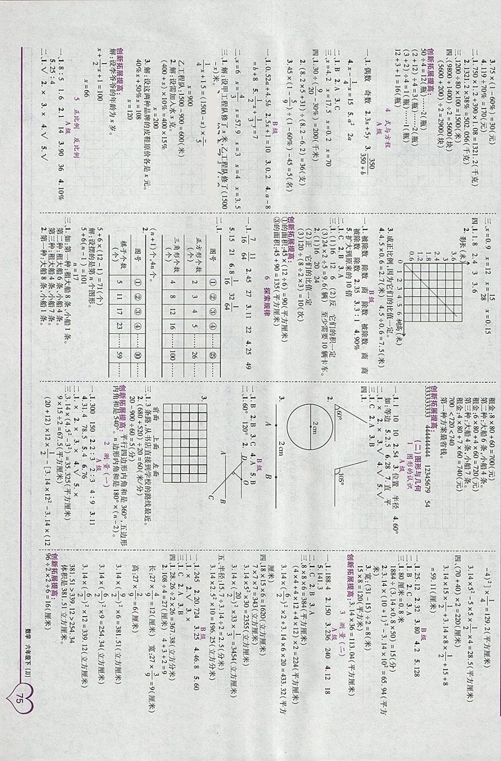 2018年全優(yōu)備考六年級數(shù)學下冊冀教版 參考答案第5頁