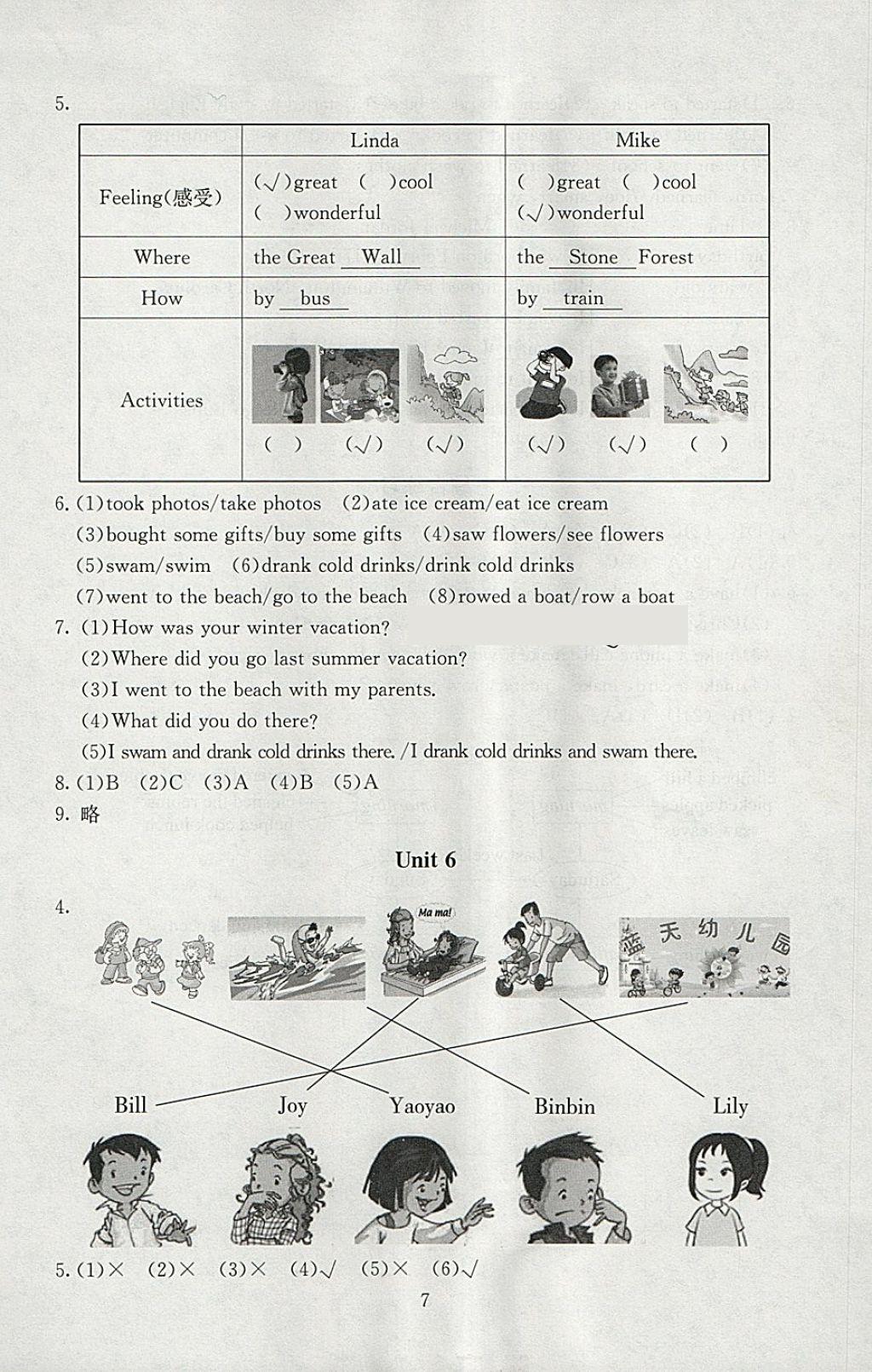 2018年海淀名師伴你學(xué)同步學(xué)練測五年級英語下冊 參考答案第7頁