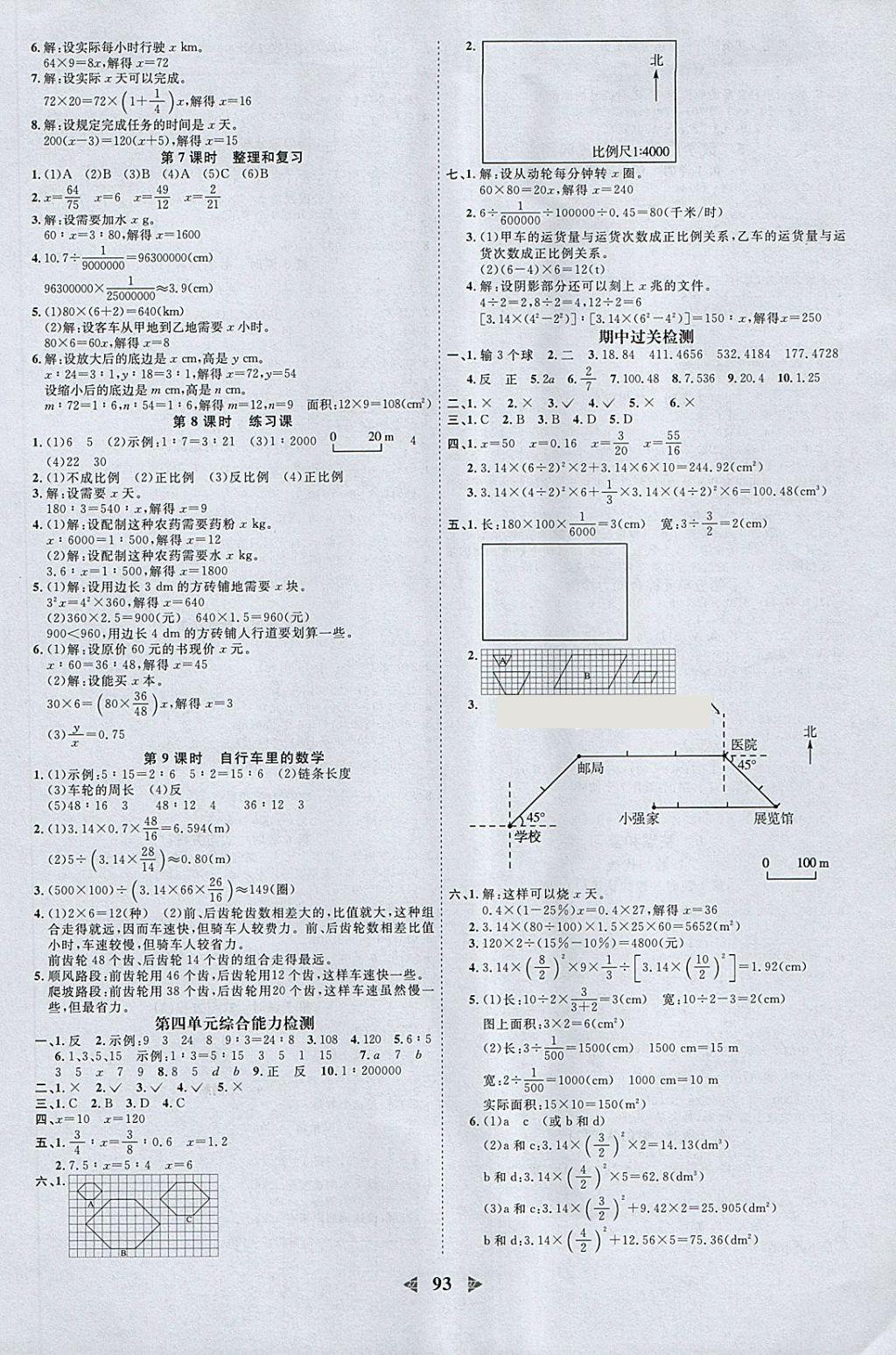 2018年陽光同學(xué)課時優(yōu)化作業(yè)六年級數(shù)學(xué)下冊人教版浙江專版 參考答案第5頁