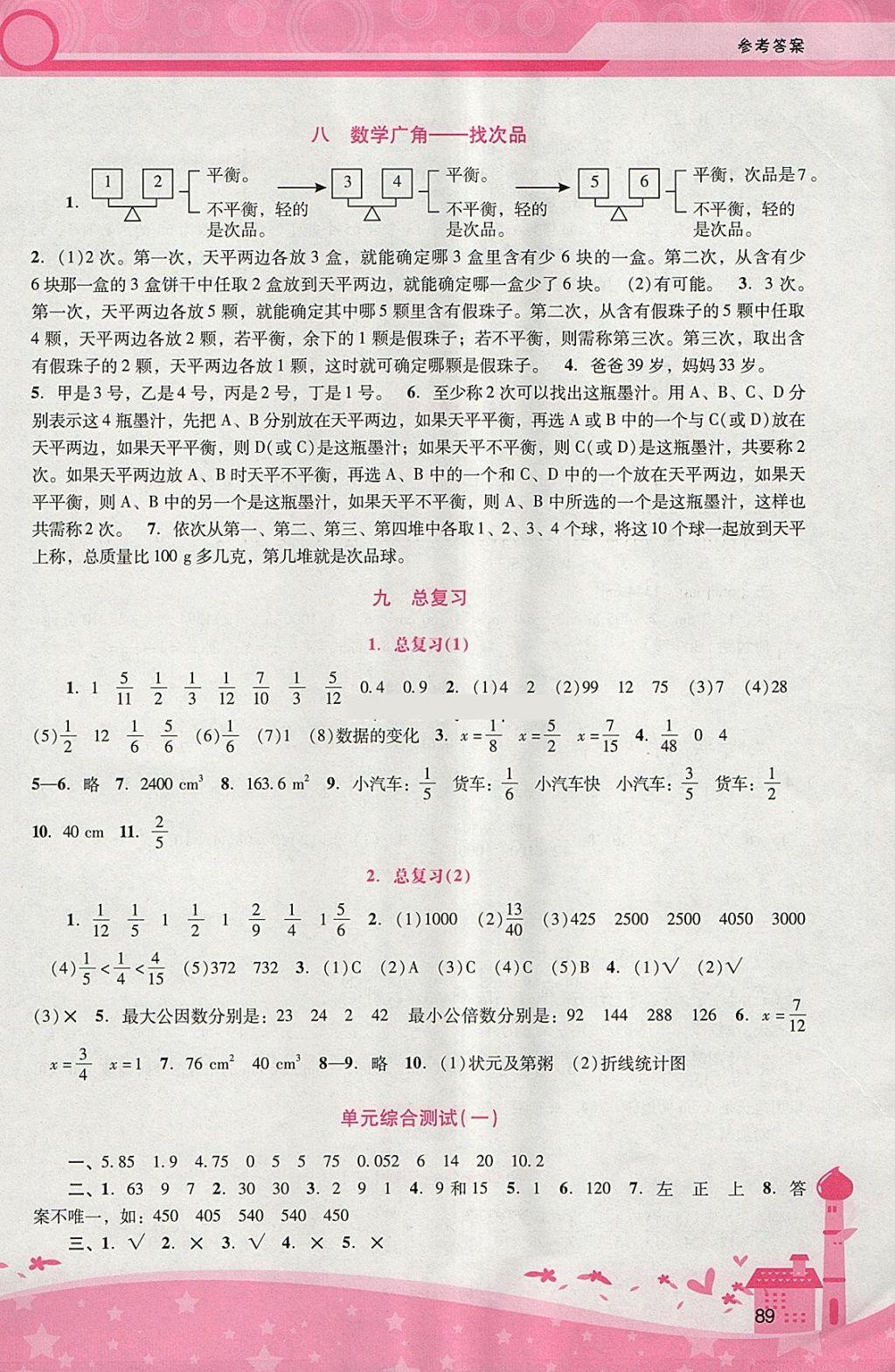 2018年自主与互动学习新课程学习辅导五年级数学下册人教版 参考答案第5页