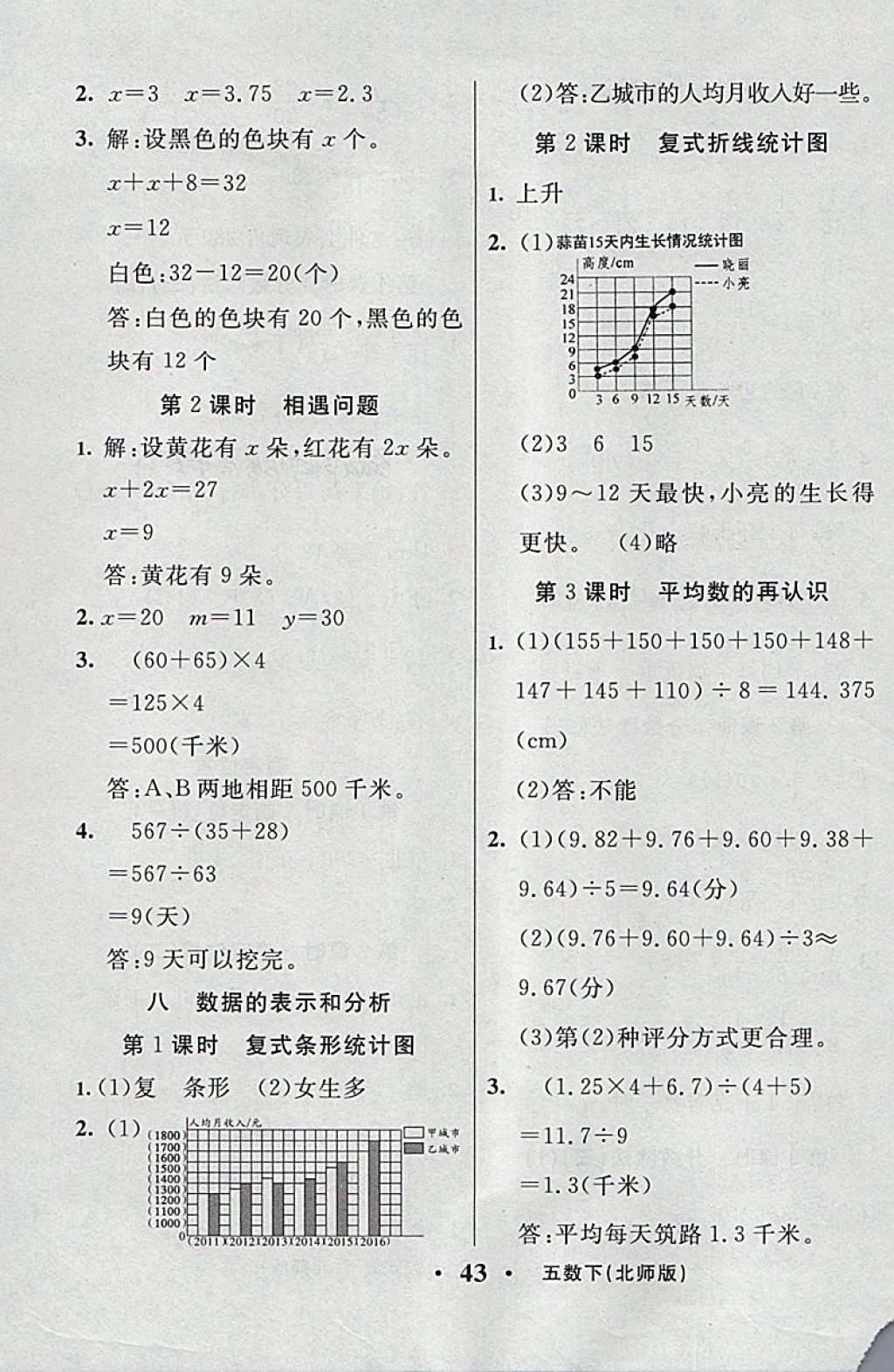 2018年輕松學(xué)習(xí)100分五年級數(shù)學(xué)下冊北師大版 課前8分鐘答案第6頁