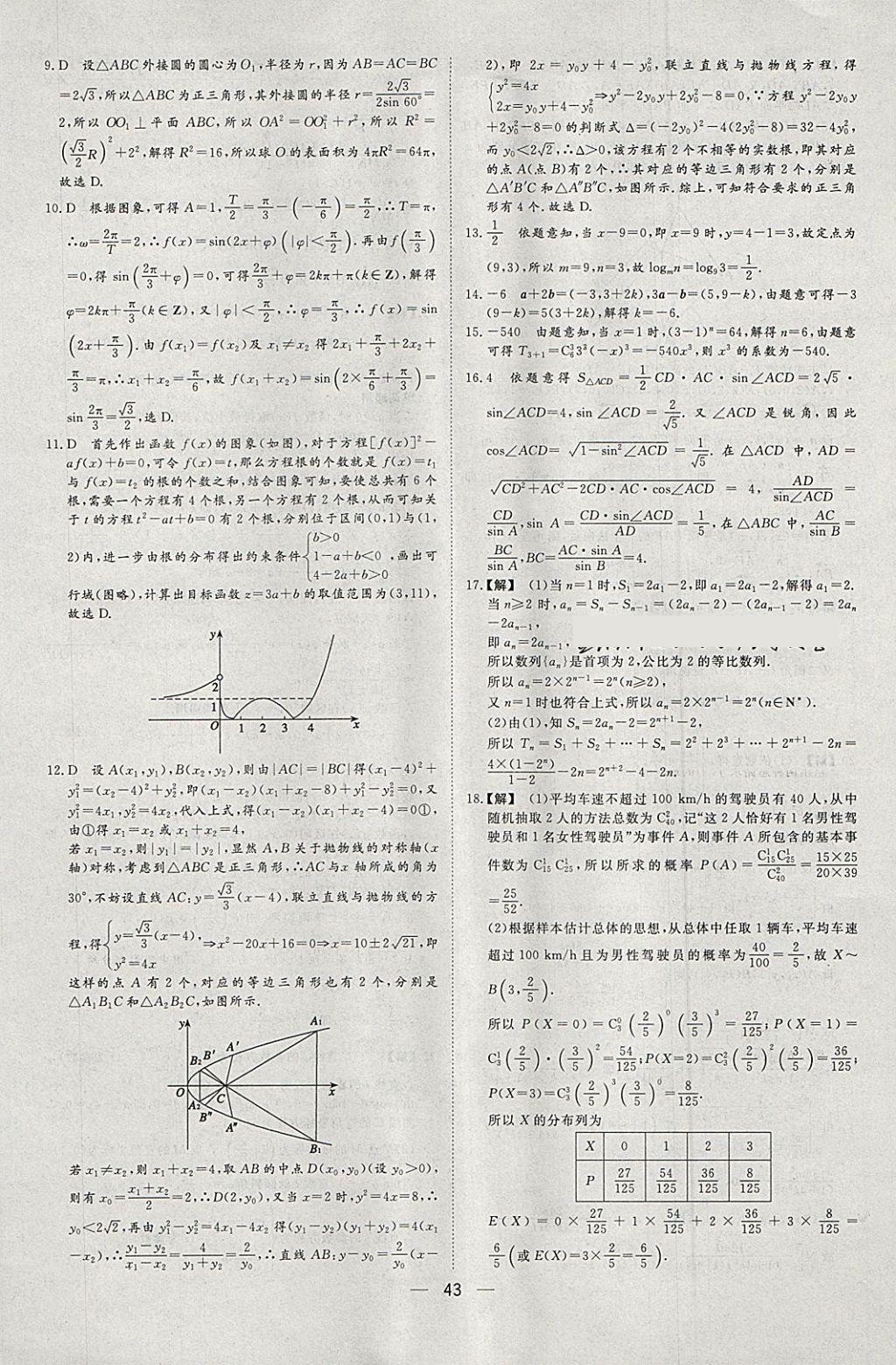 2018年168套全國(guó)名校試題優(yōu)化重組卷數(shù)學(xué)理科 參考答案第42頁