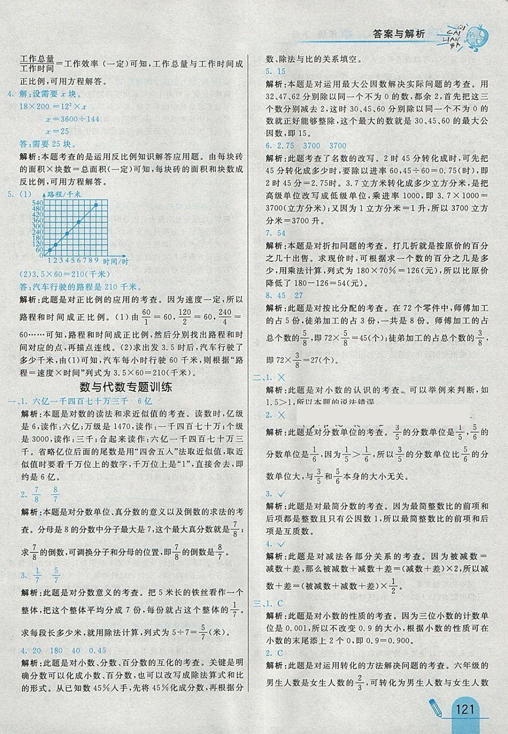 2018年七彩練霸六年級數(shù)學下冊蘇教版 參考答案第37頁