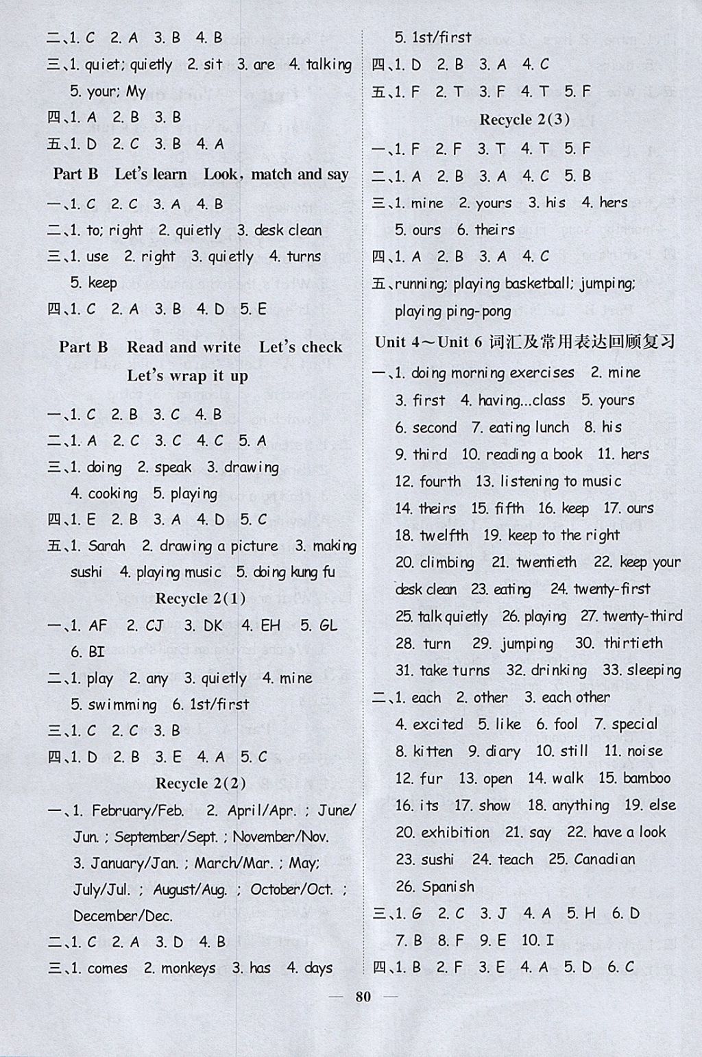 2018年陽(yáng)光同學(xué)課時(shí)優(yōu)化作業(yè)五年級(jí)英語(yǔ)下冊(cè)人教PEP版 參考答案第6頁(yè)