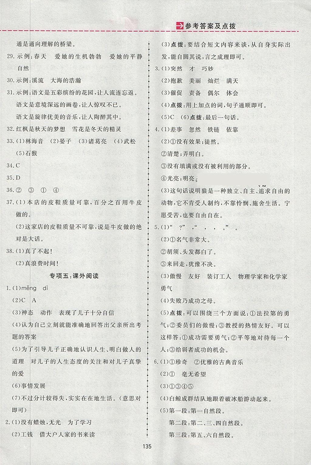 2018年三維數(shù)字課堂五年級語文下冊人教版 參考答案第27頁