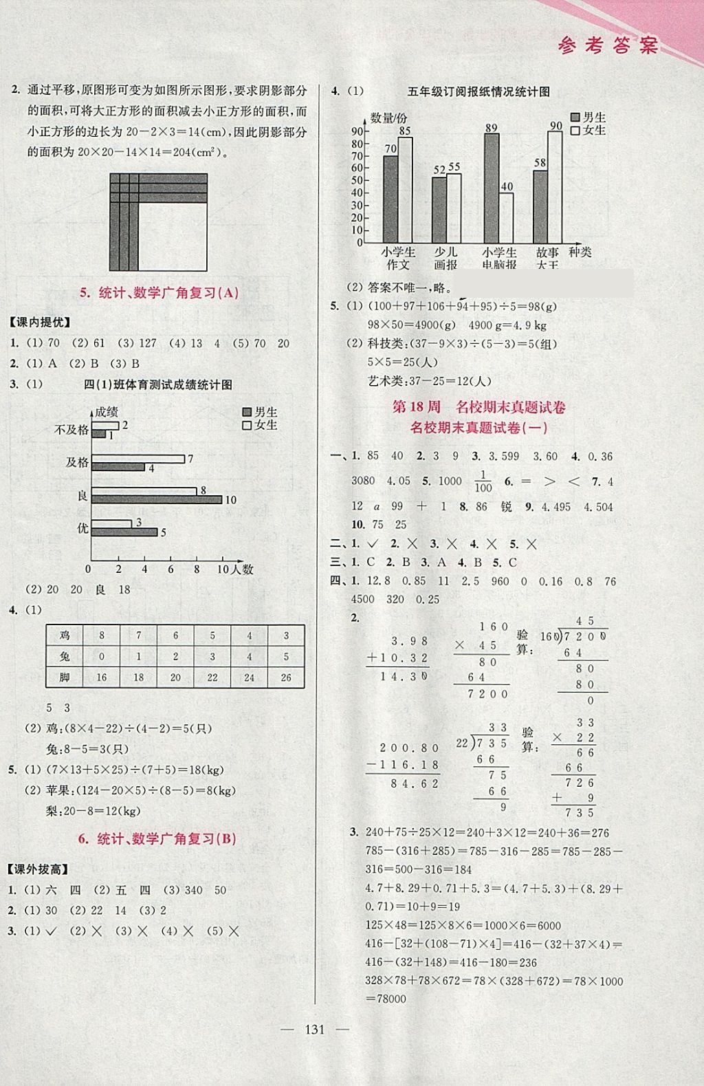 2018年小学数学从课本到奥数同步练四年级下册人教版双色版 参考答案第23页