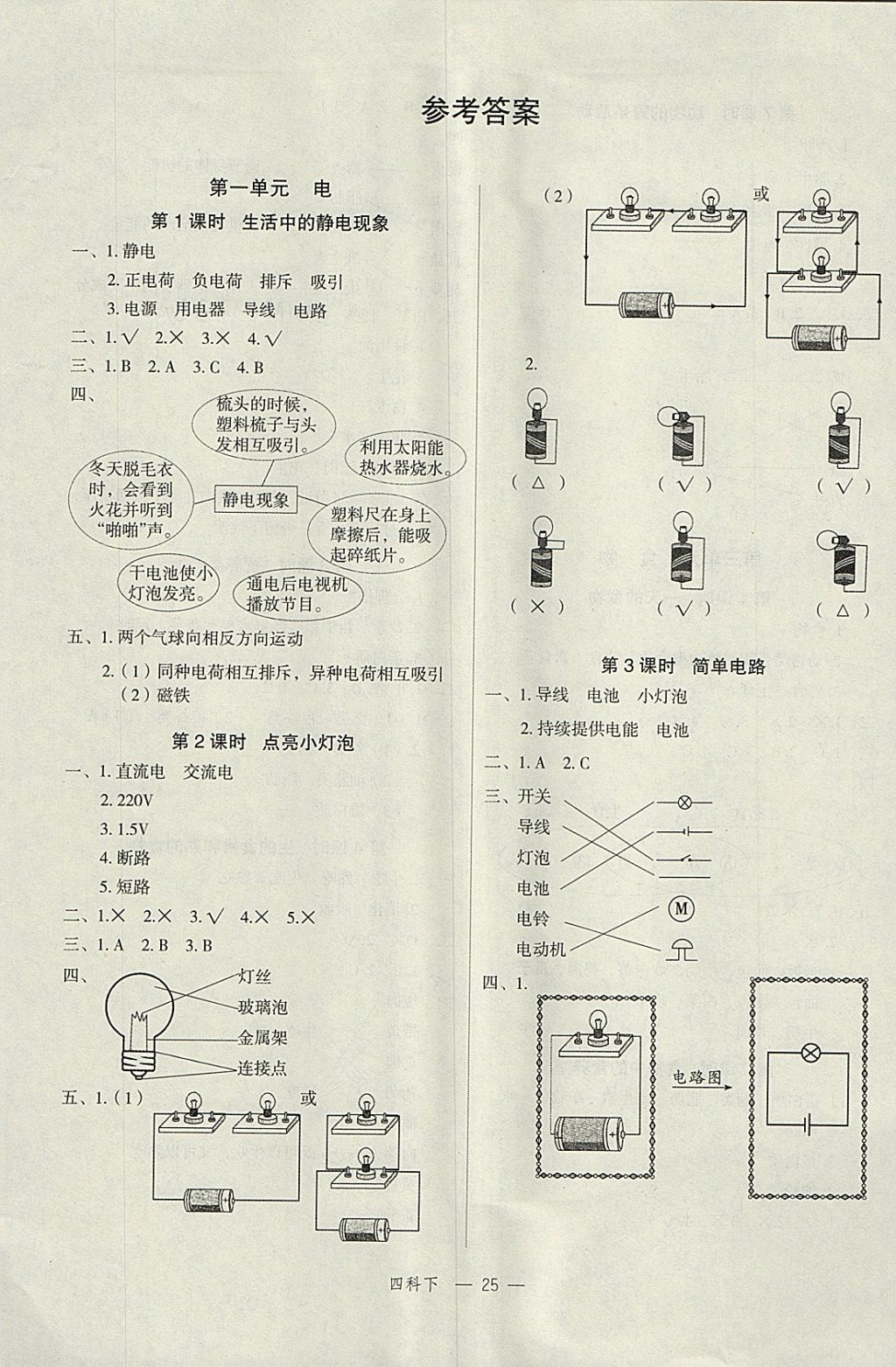 2018年名師面對(duì)面先學(xué)后練四年級(jí)科學(xué)下冊(cè)教科版 參考答案第1頁(yè)