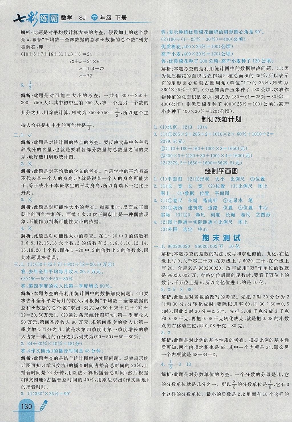 2018年七彩練霸六年級數(shù)學(xué)下冊蘇教版 參考答案第46頁