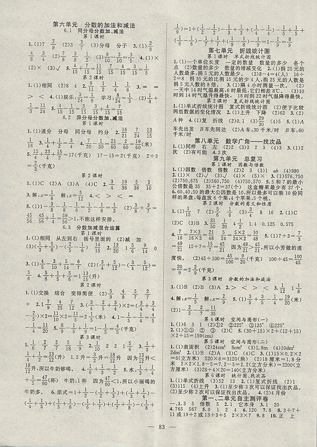 2018年優(yōu)質(zhì)課堂導(dǎo)學(xué)案五年級(jí)數(shù)學(xué)下冊(cè) 參考答案第3頁(yè)