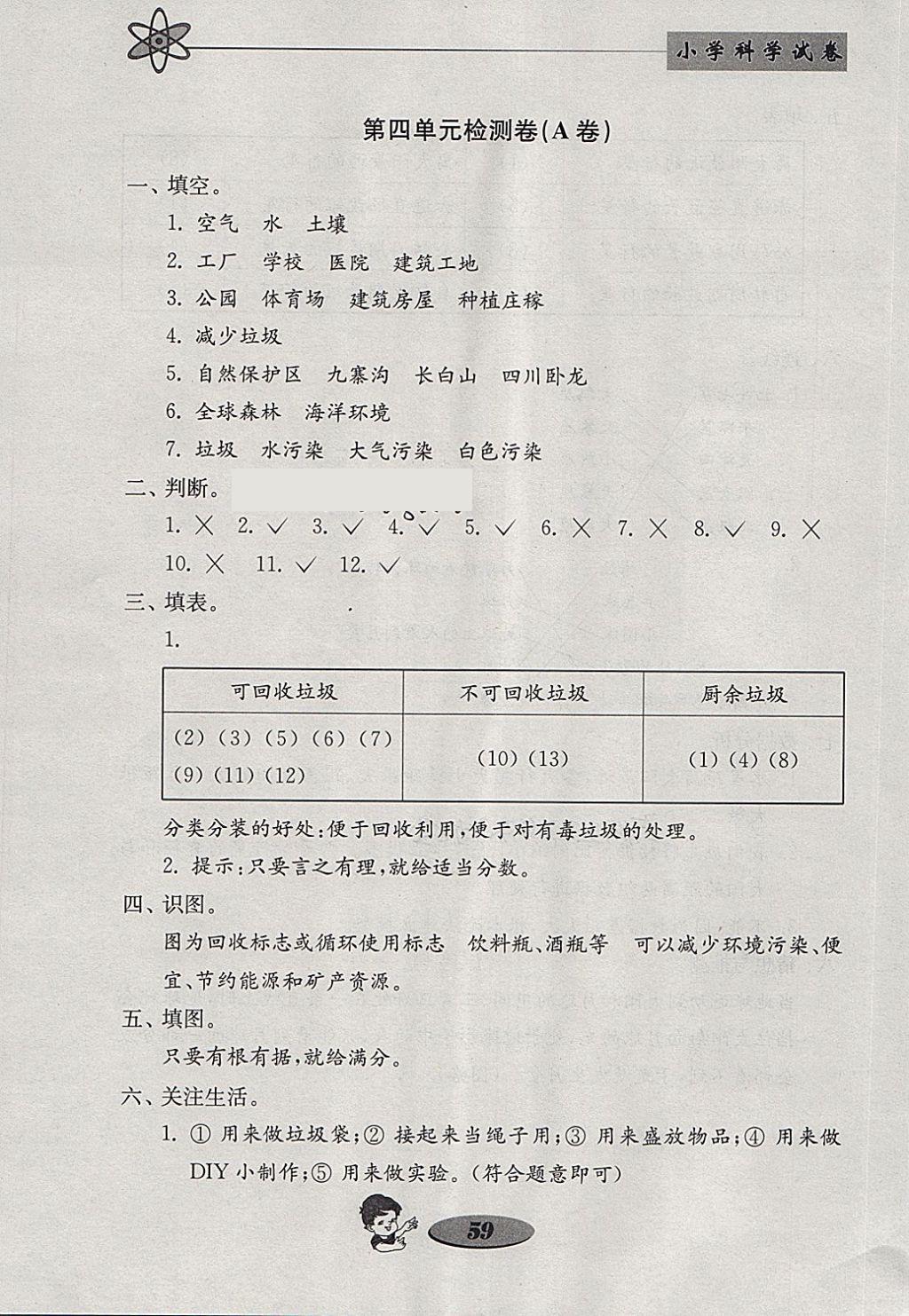 2018年金钥匙小学科学试卷六年级下册教科版 参考答案第11页