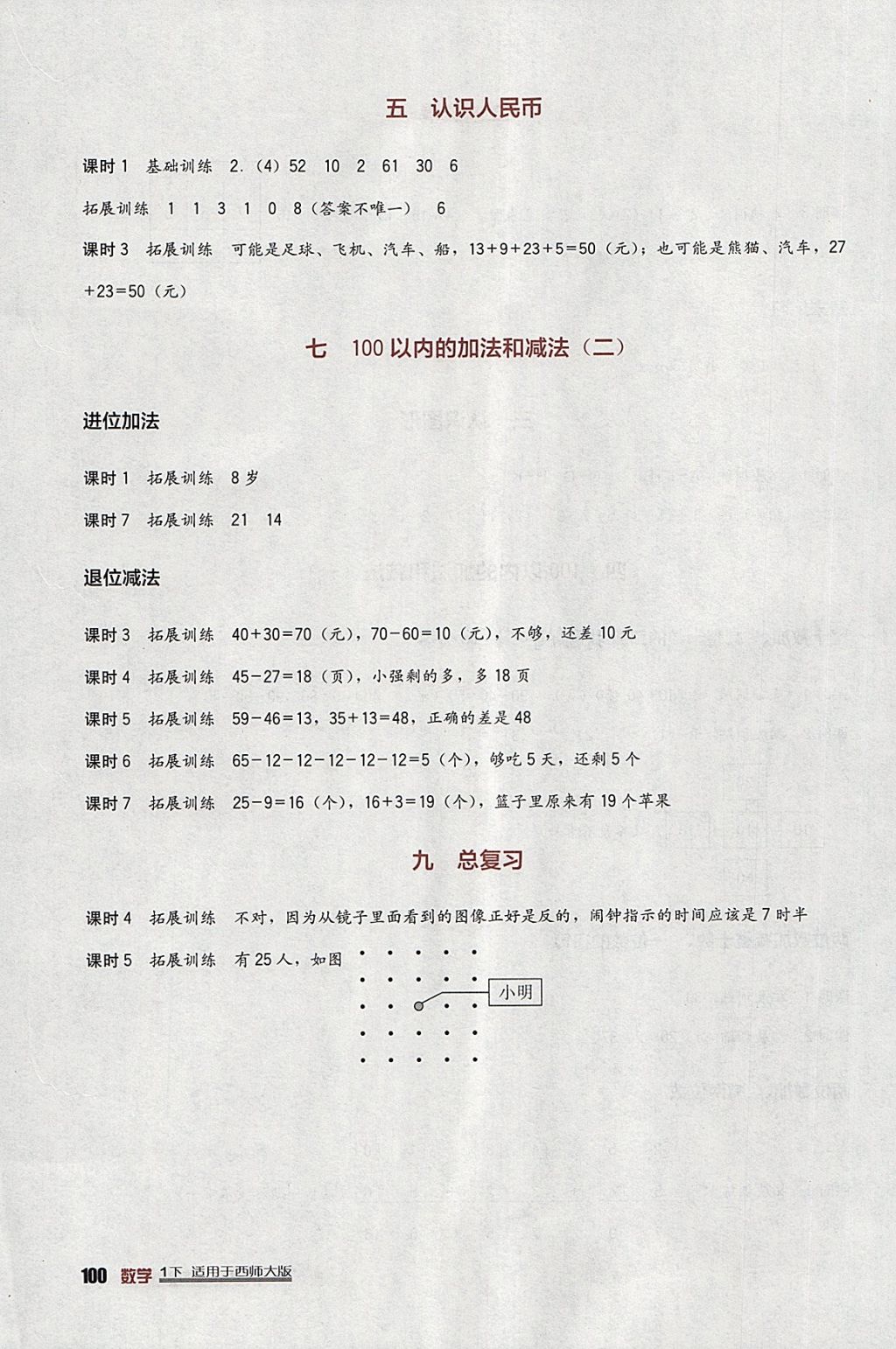 2018年小學(xué)生學(xué)習(xí)實(shí)踐園地一年級(jí)數(shù)學(xué)下冊(cè)西師大版 參考答案第3頁(yè)