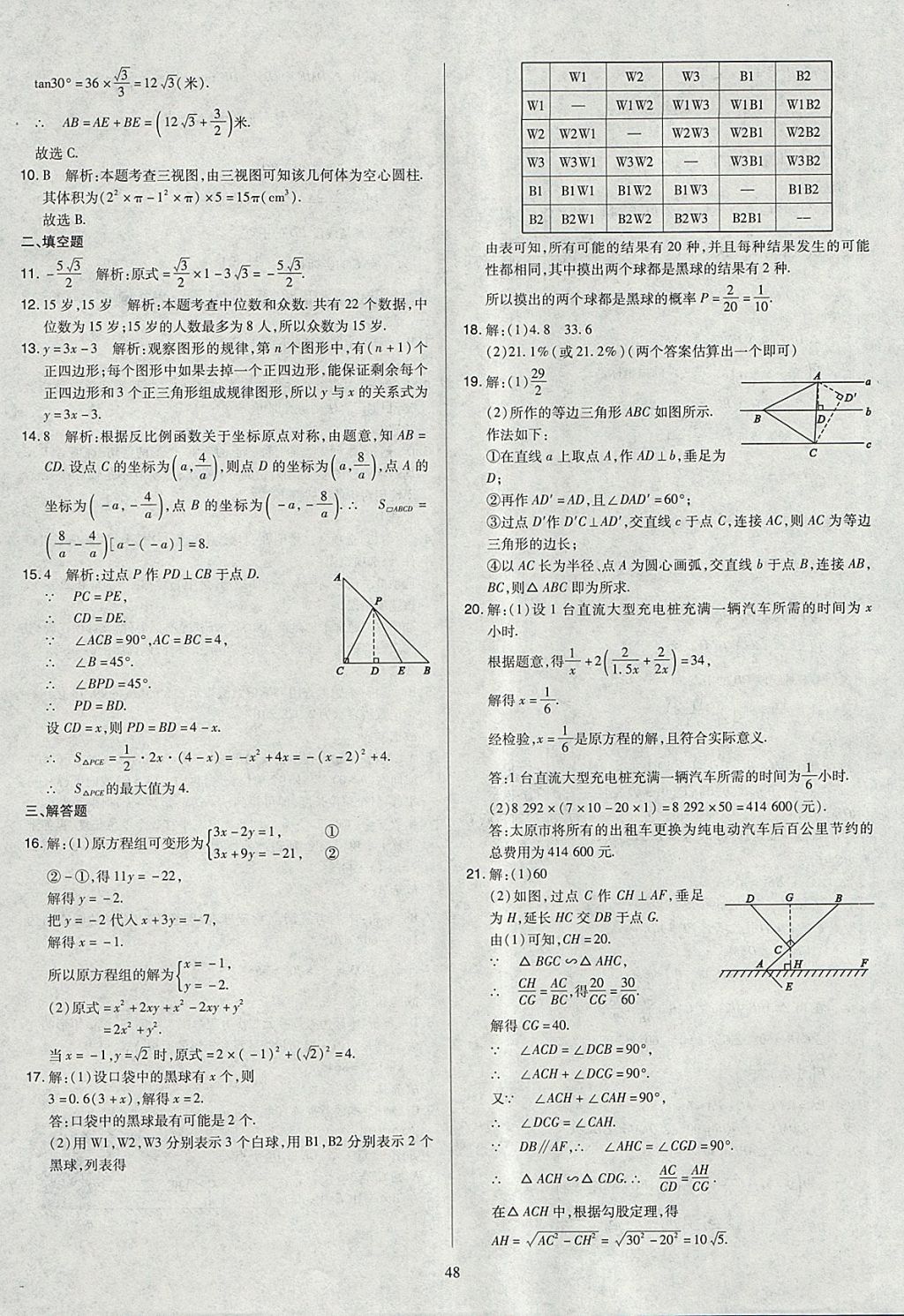 2018年金點(diǎn)名卷山西省中考訓(xùn)練卷數(shù)學(xué) 參考答案第48頁(yè)