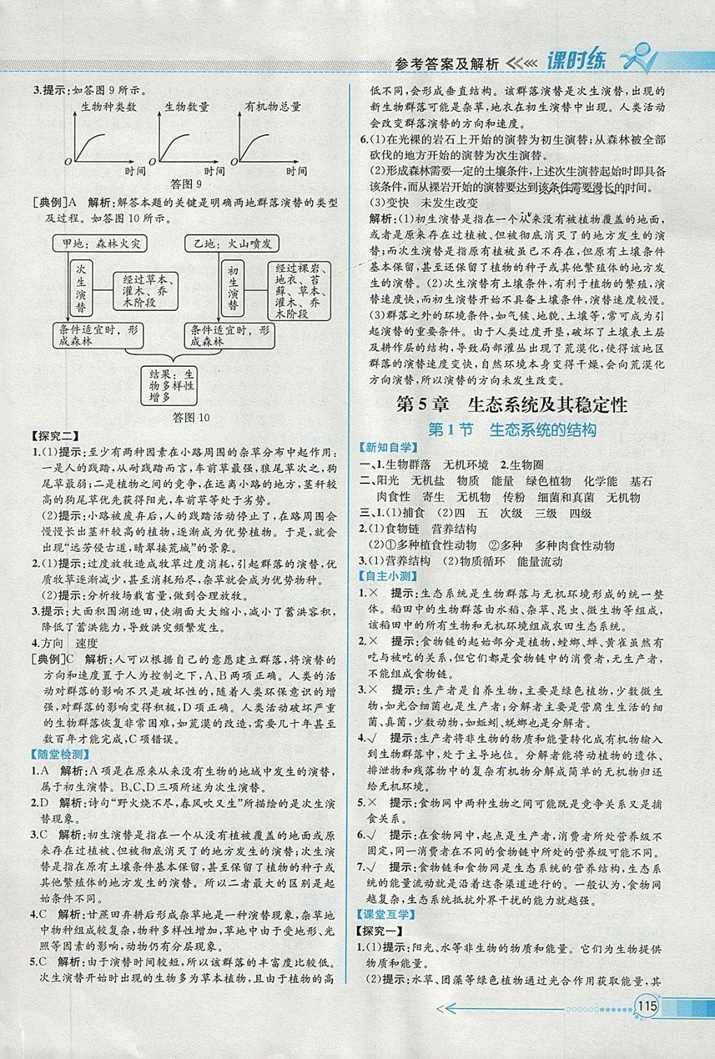 2018年同步導學案課時練生物必修3人教版 參考答案第16頁