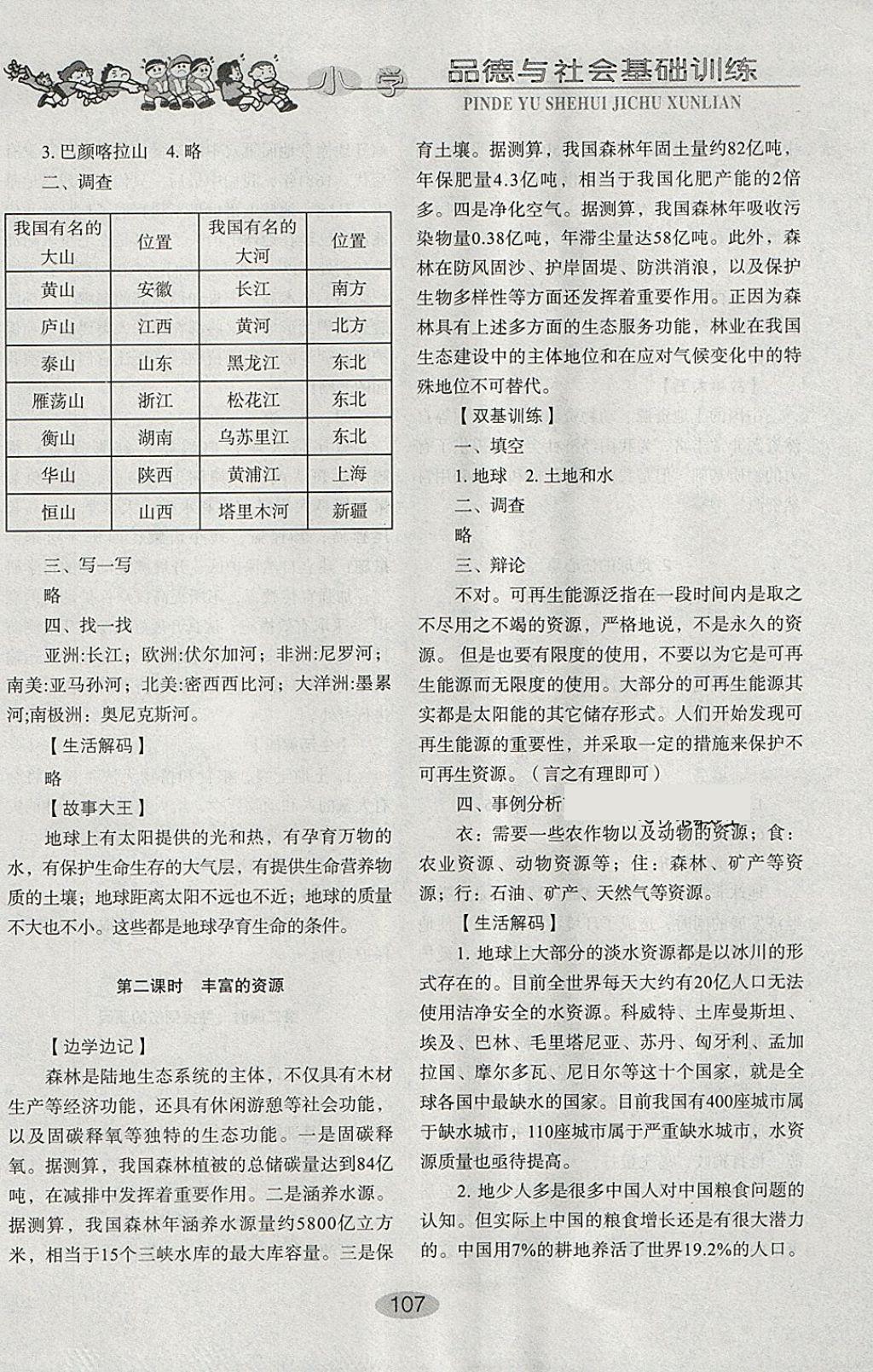 2018年小學基礎(chǔ)訓練六年級品德與社會下冊魯人版山東教育出版社 參考答案第9頁