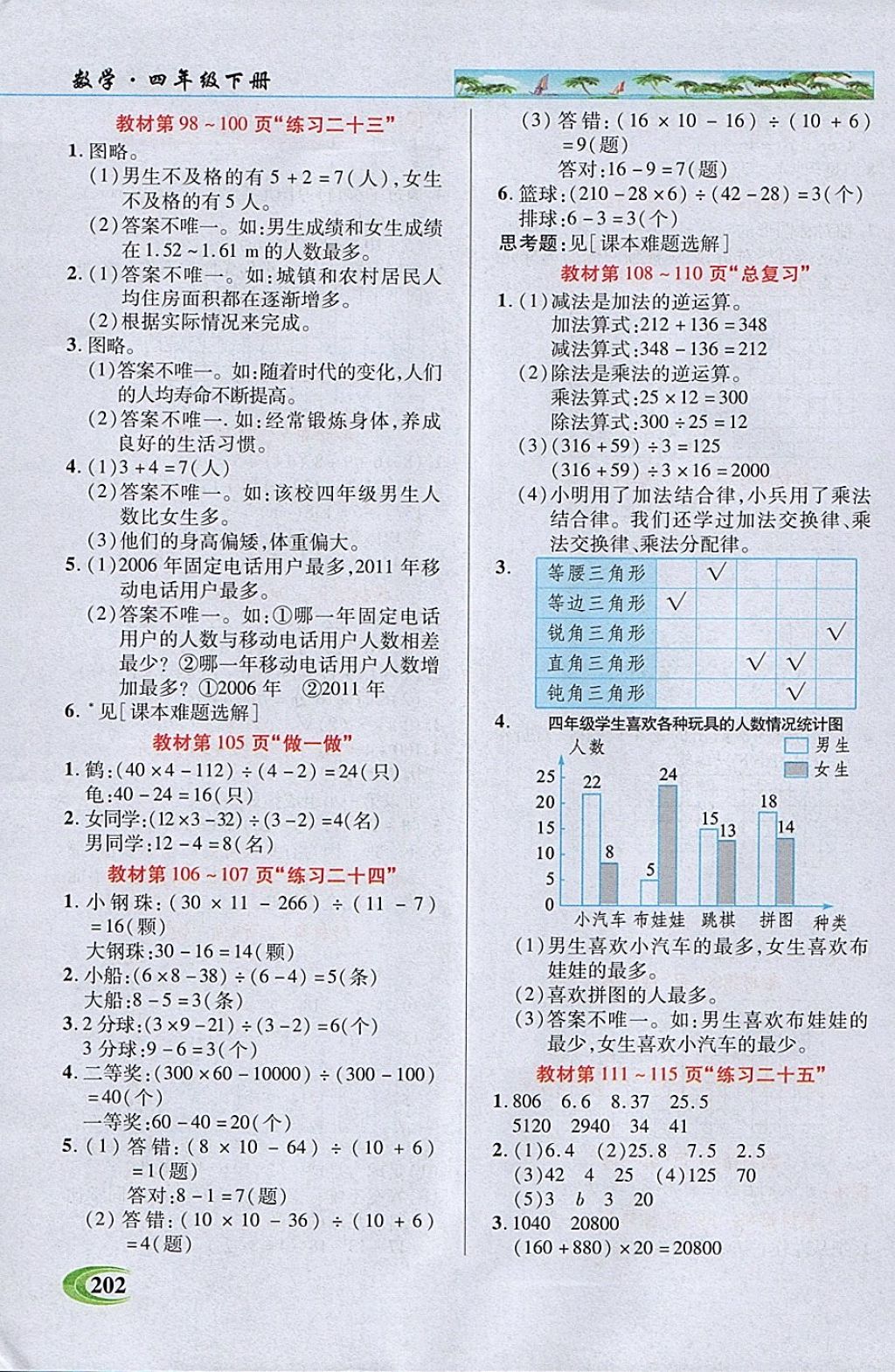 2018年引探练创英才教程四年级数学下册人教版 参考答案第21页