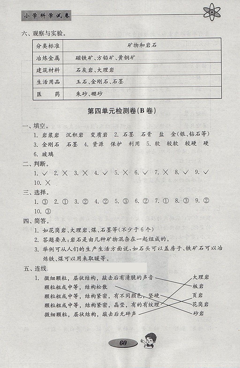 2018年金钥匙小学科学试卷四年级下册教科版 参考答案第12页