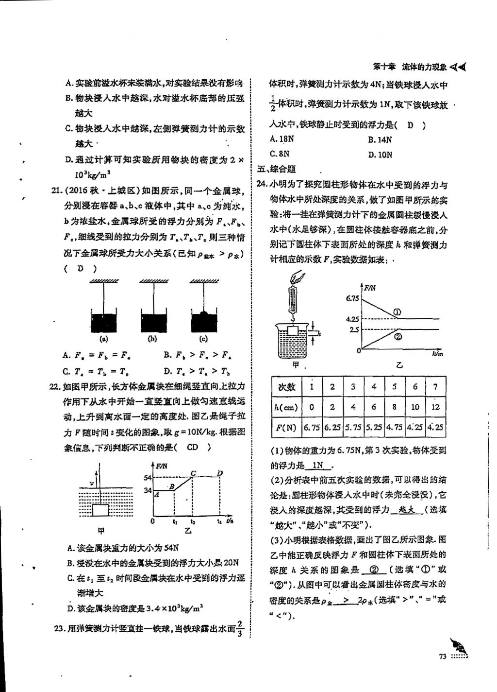 2018年蓉城優(yōu)課堂給力A加八年級(jí)物理下冊 第十章 流體的力現(xiàn)象第11頁