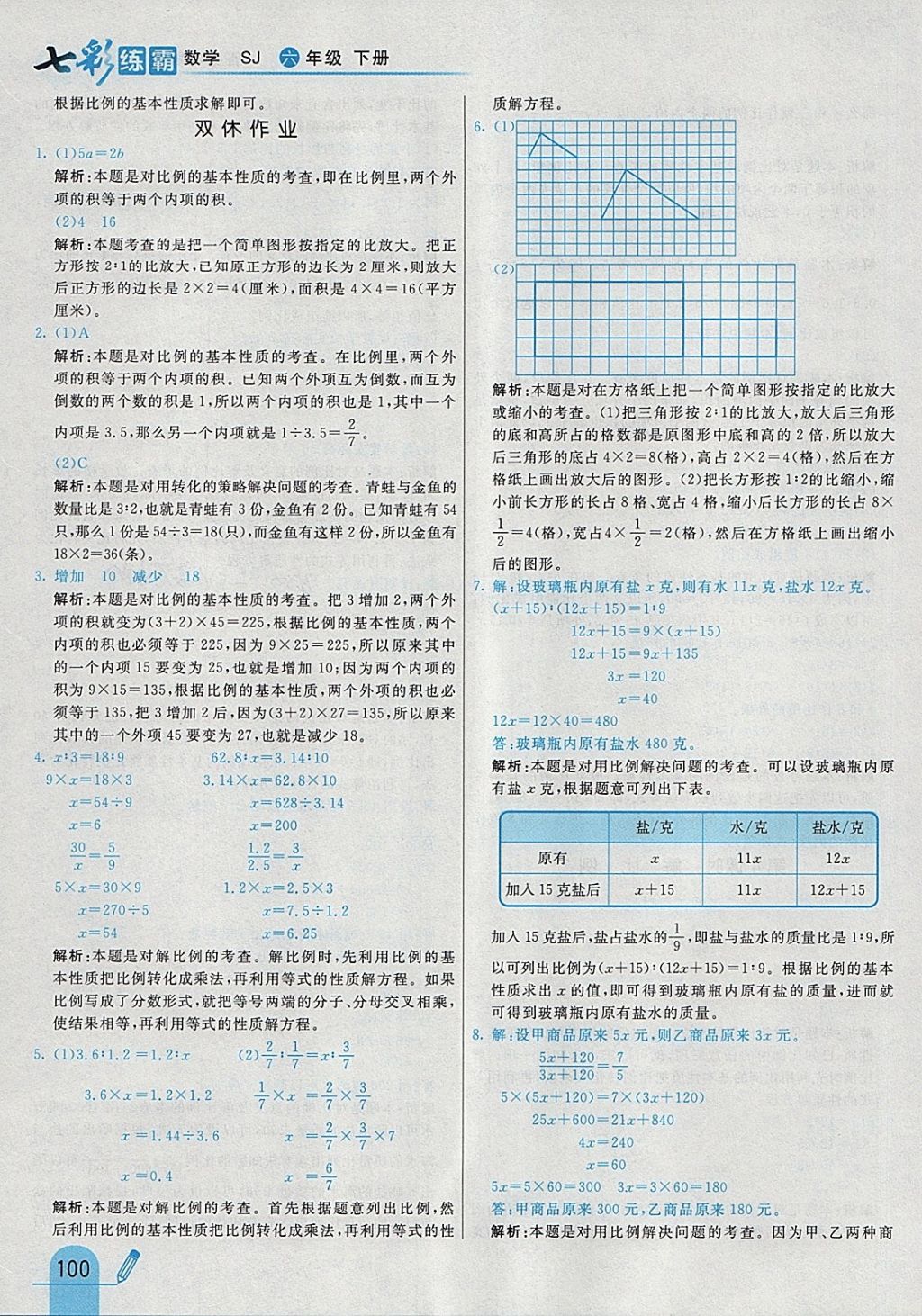 2018年七彩練霸六年級數(shù)學下冊蘇教版 參考答案第16頁