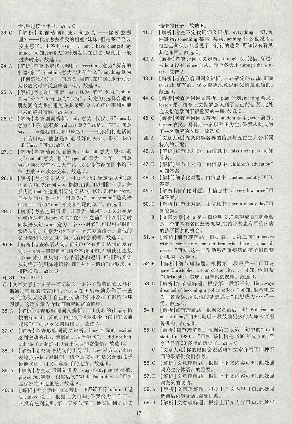 2018年金點(diǎn)名卷山西省中考訓(xùn)練卷英語(yǔ) 參考答案第17頁(yè)