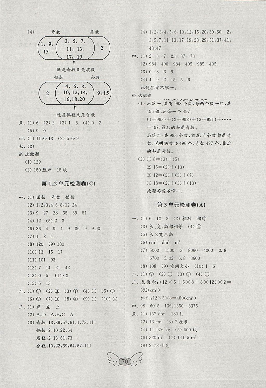 2018年金钥匙小学数学试卷五年级下册人教版 参考答案第2页