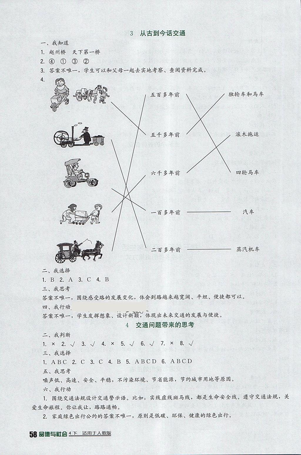 2018年小学生学习实践园地四年级品德与社会下册人教版 参考答案第4页