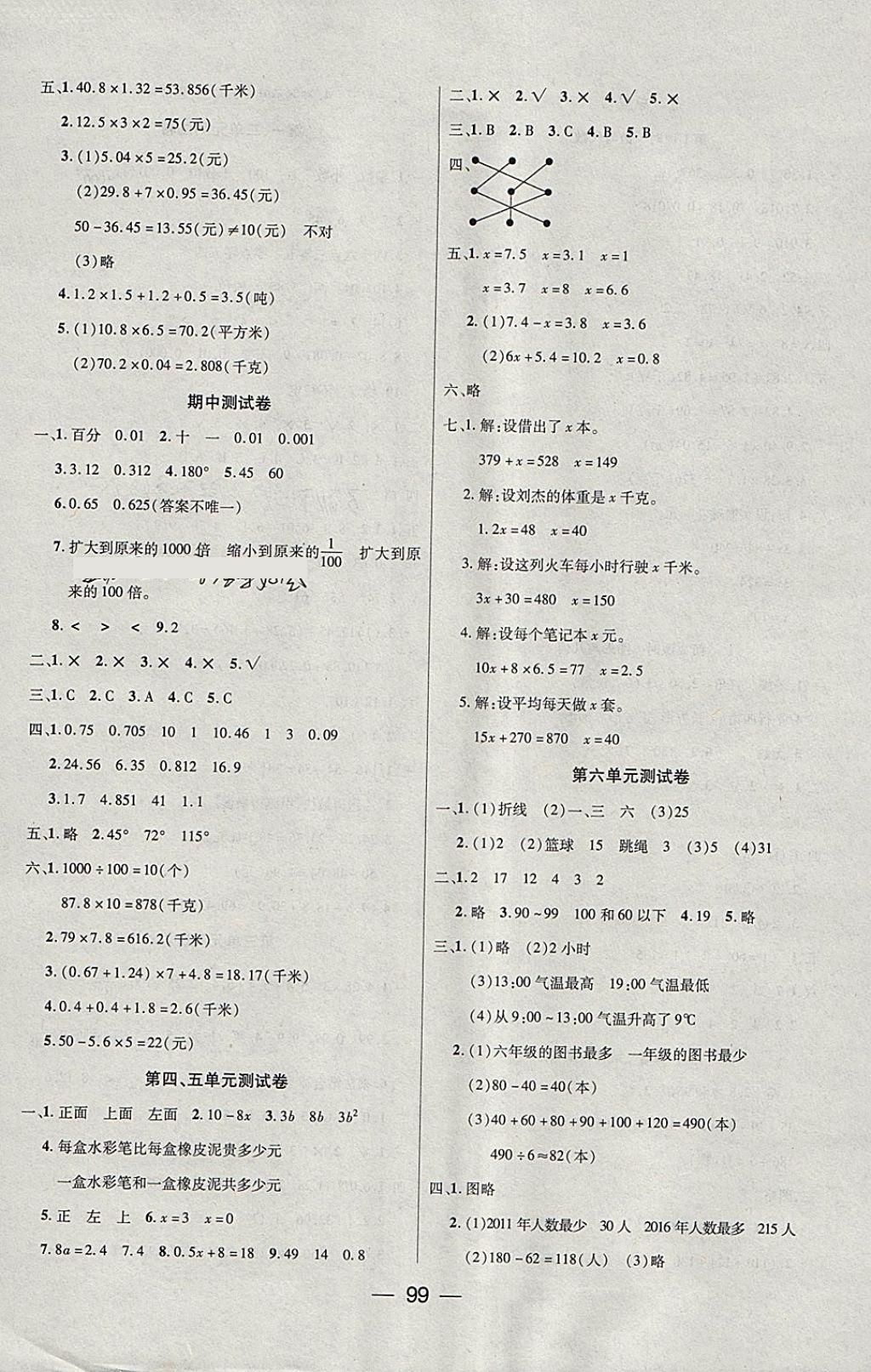 2018年博正圖書自主課堂四年級數(shù)學(xué)下冊北師大版 參考答案第7頁