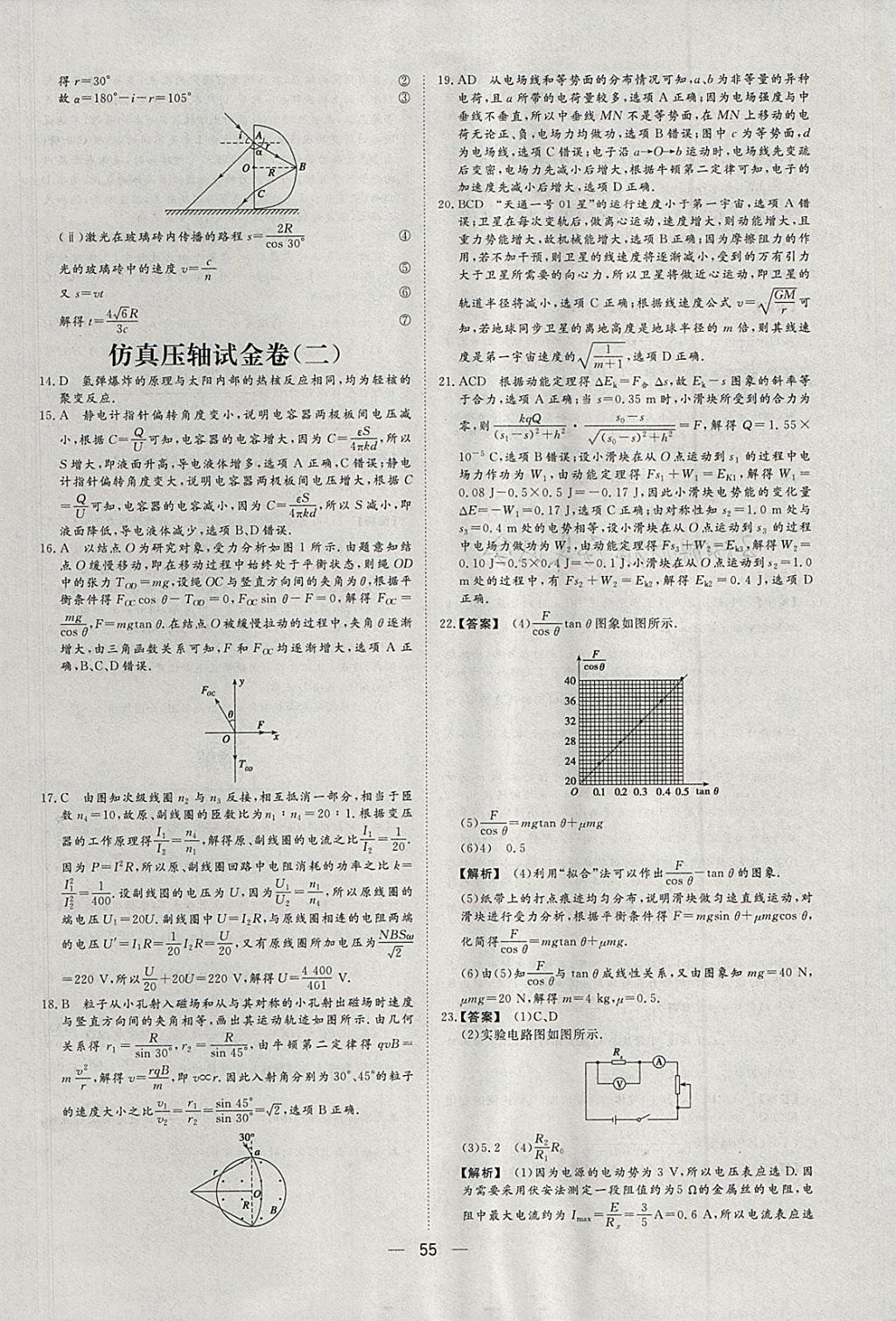 2018年168套全國名校試題優(yōu)化重組卷物理 參考答案第54頁